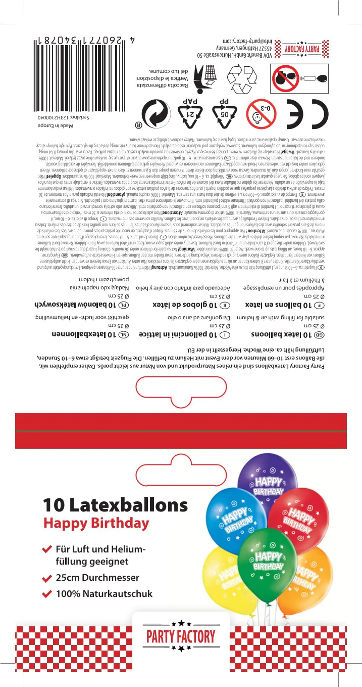 Luftballons Happy Birthday Latex bunt 10 Stück