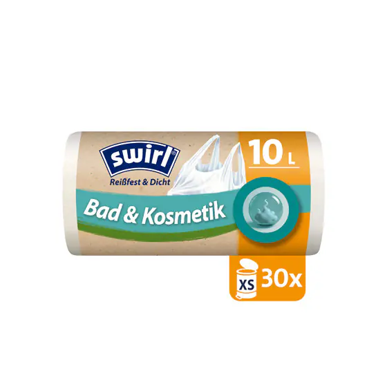 Swirl® 10 l Tragegriff-Müllbeutel Bad & Kosmetik Reißfest & Dicht