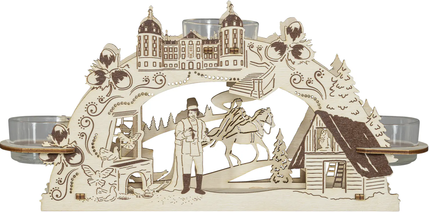 Saico Teelichthalter Drei Haselnüsse für Aschenbrödel für 3 Teelichter Holz 24 cm natur