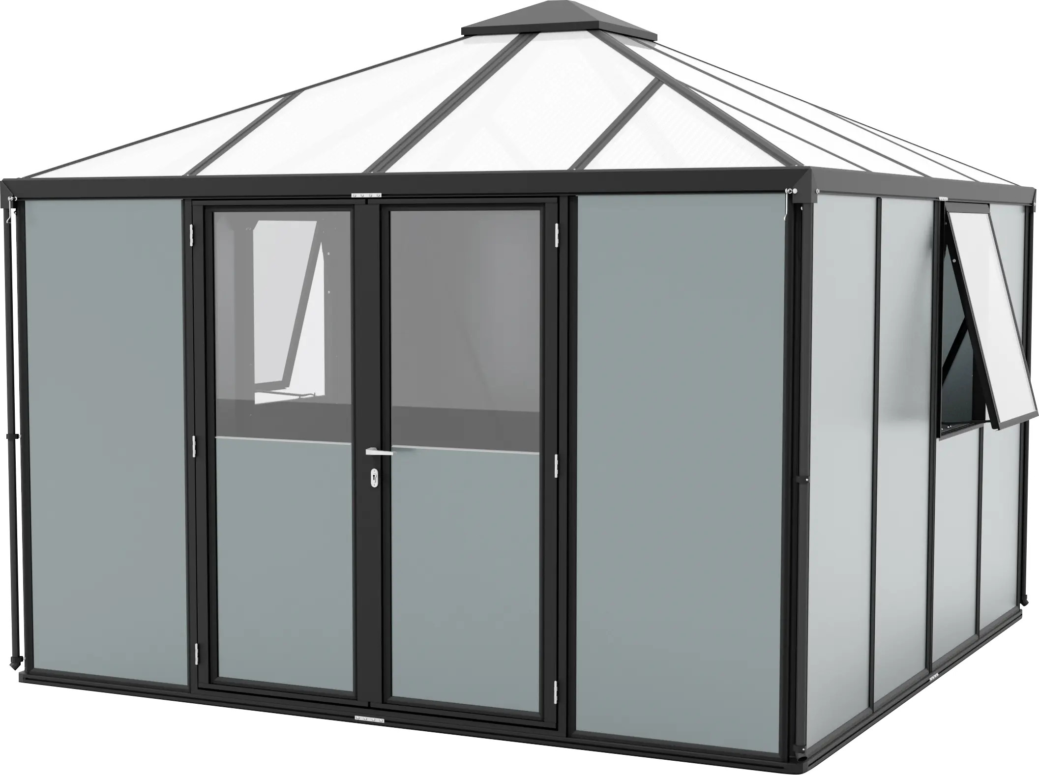 Vitavia Metallgerätehaus Universum schwarz mit Bodenplatte 317 x 321 cm Vitavia Metallgerätehaus Universum schwarz mit Bodenplatte 317 x 321 cm