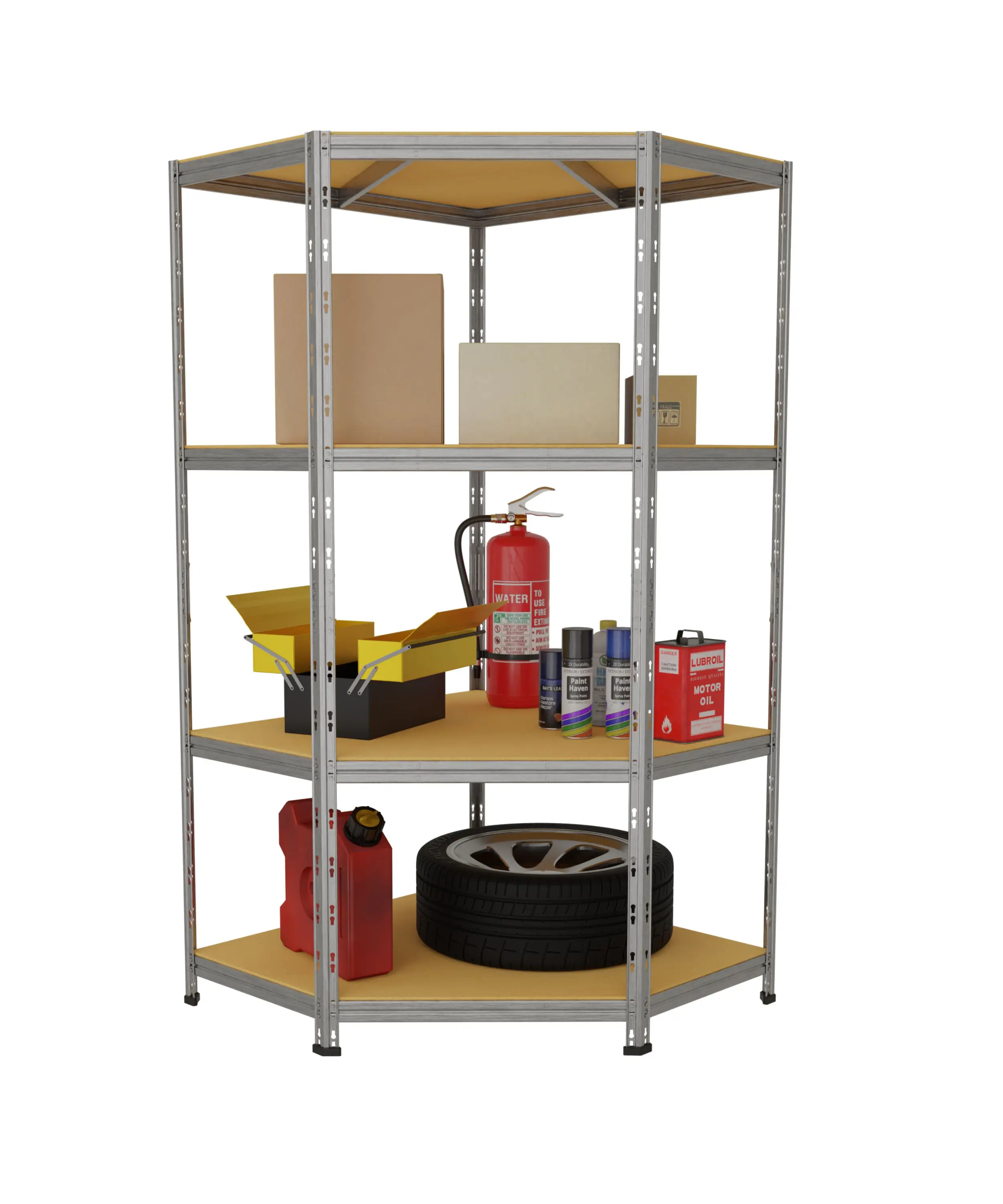 Werkstattregal eckig Stahl Rivet 180 x 90 cm 4 Holzböden 1000 kg