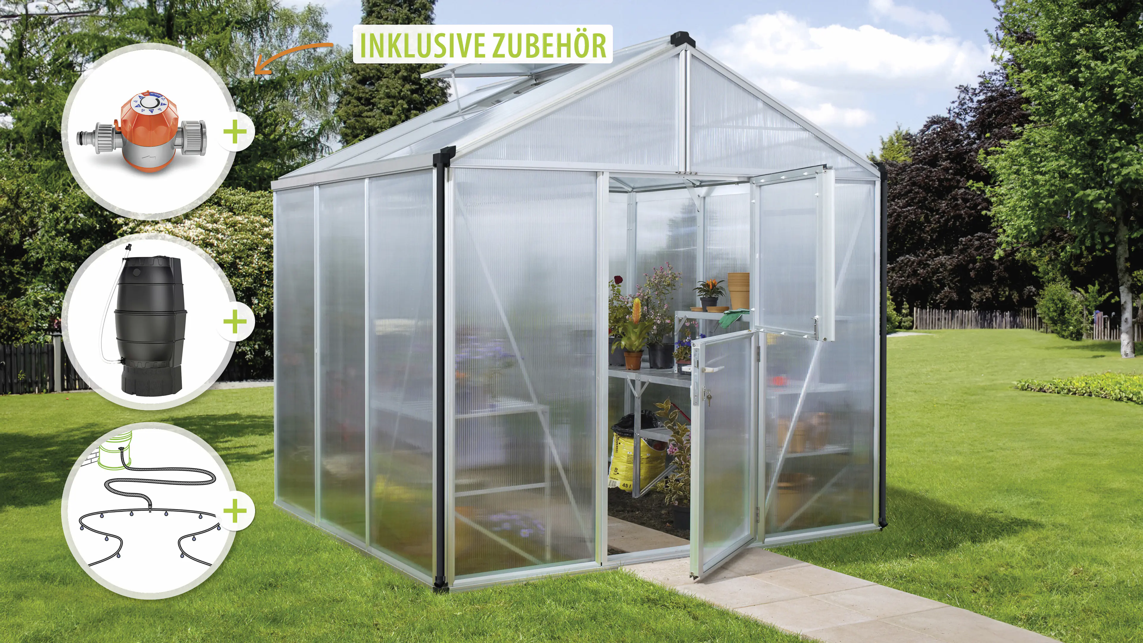 Vitavia Gewächshaus-Set Zeus 6200 HKP 16 mm alu 266 x 249 cm 