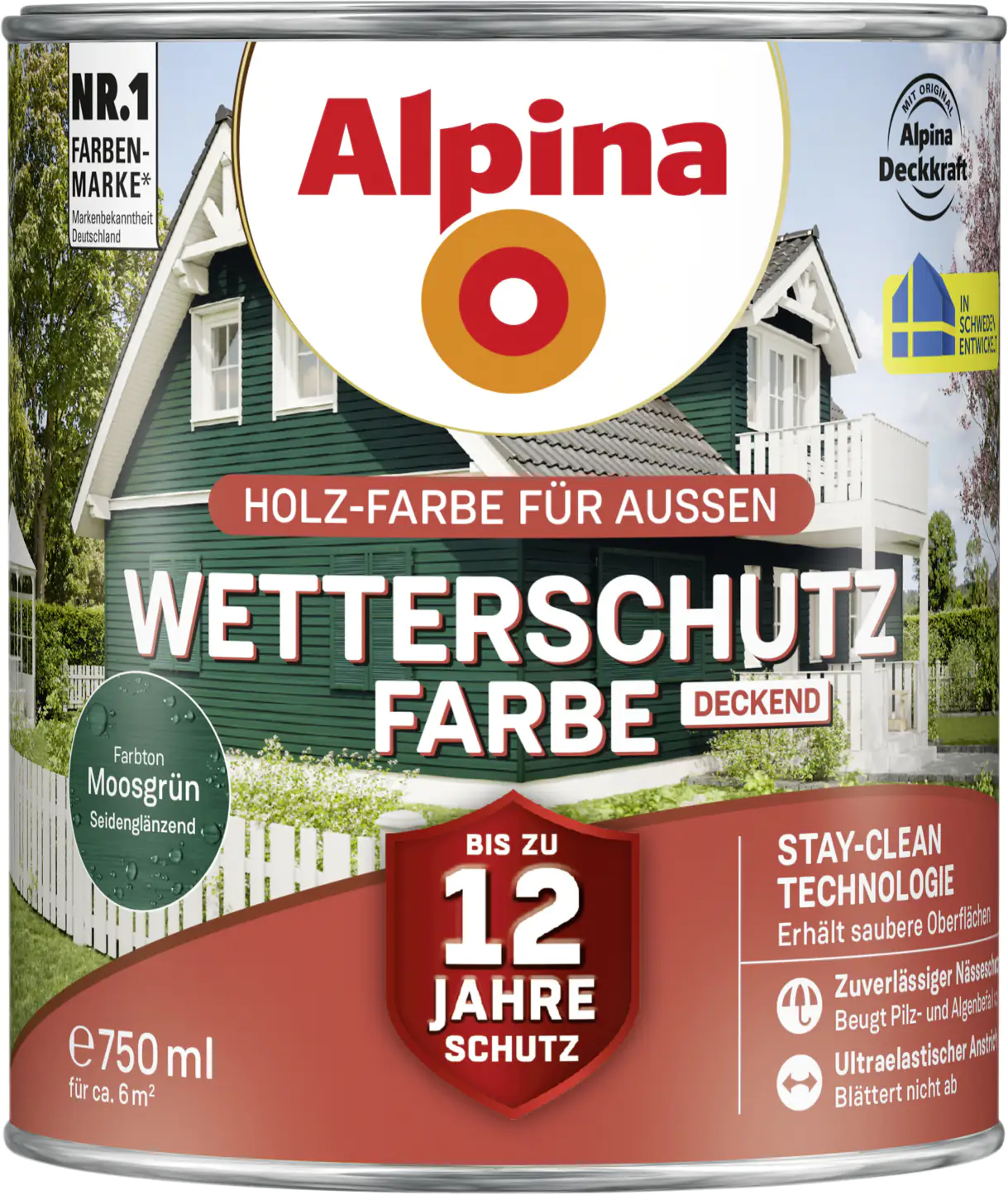Alpina Wetterschutzfarbe deckend 0,75 L moosgrün Alpina Wetterschutzfarbe deckend 0,75 L moosgrün