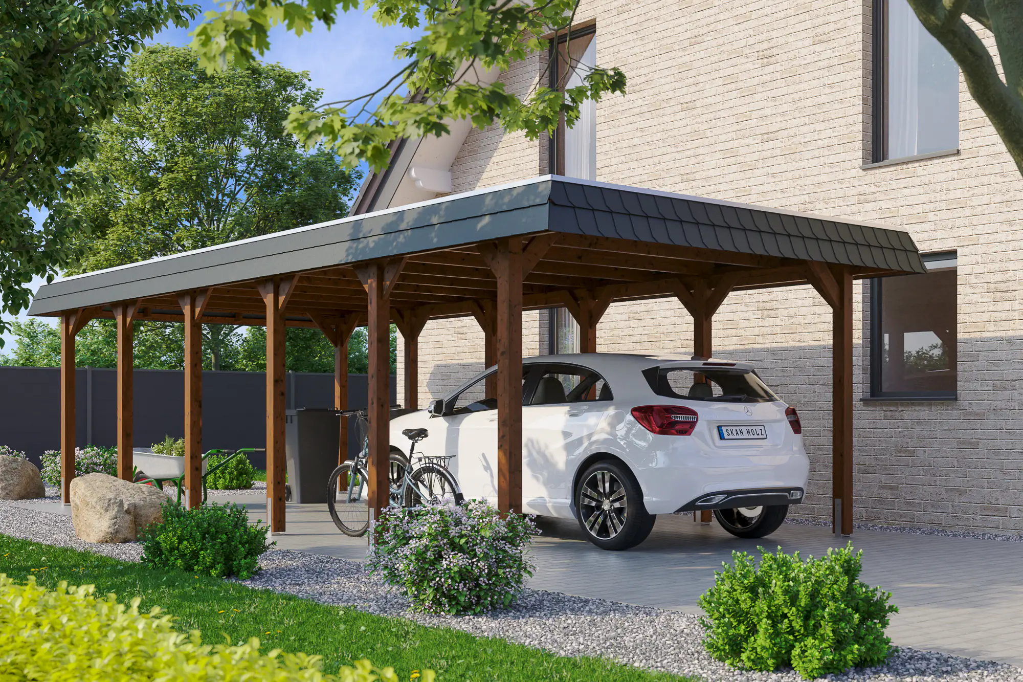 4018211034215 SKAN HOLZ Carport Spreewald 396 x 893 cm mit EPDM-Dach