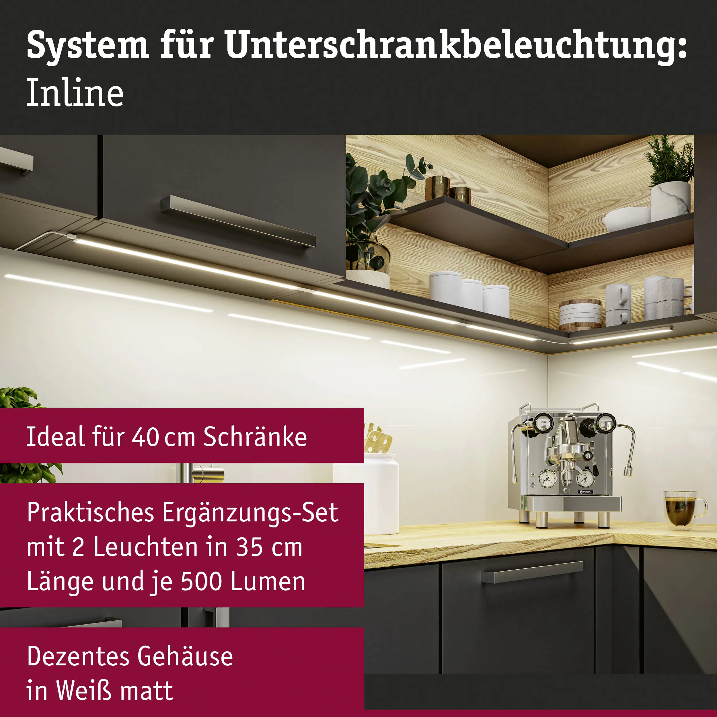 Paulmann LED Lichtleiste Inline Erweiterung weiß 35 cm TW 2er Set Paulmann LED Lichtleiste Inline Erweiterung weiß 35 cm TW 2er Set