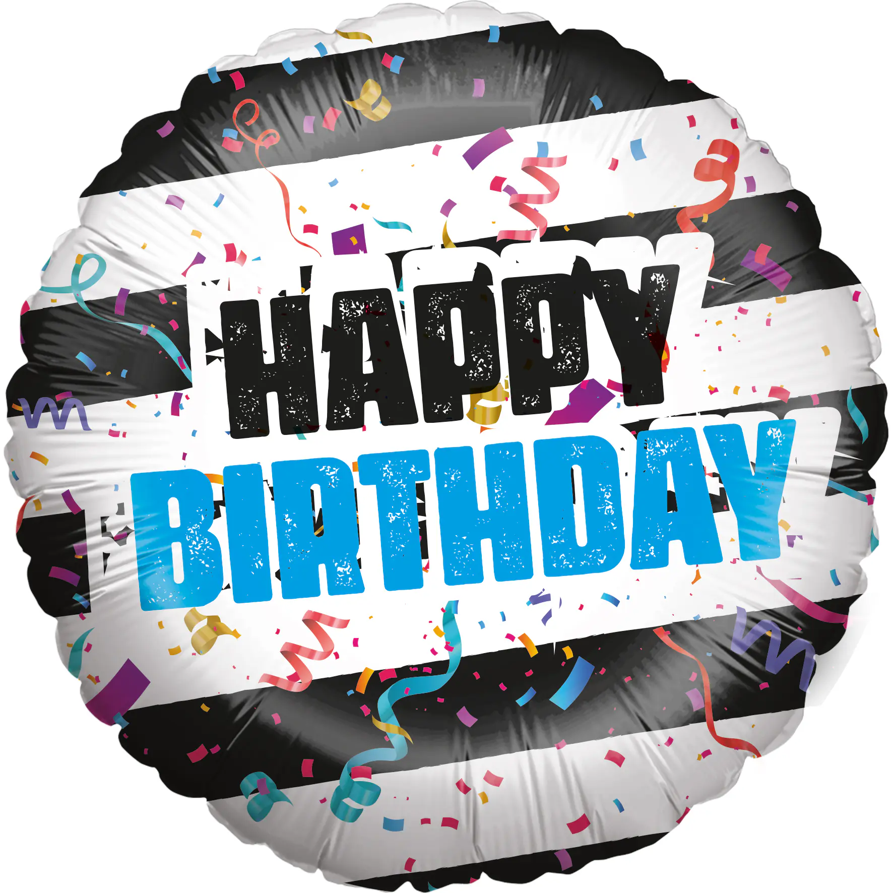 Folienballon Happy Birthday Motiv 2 schwarz-weiß 45 cm