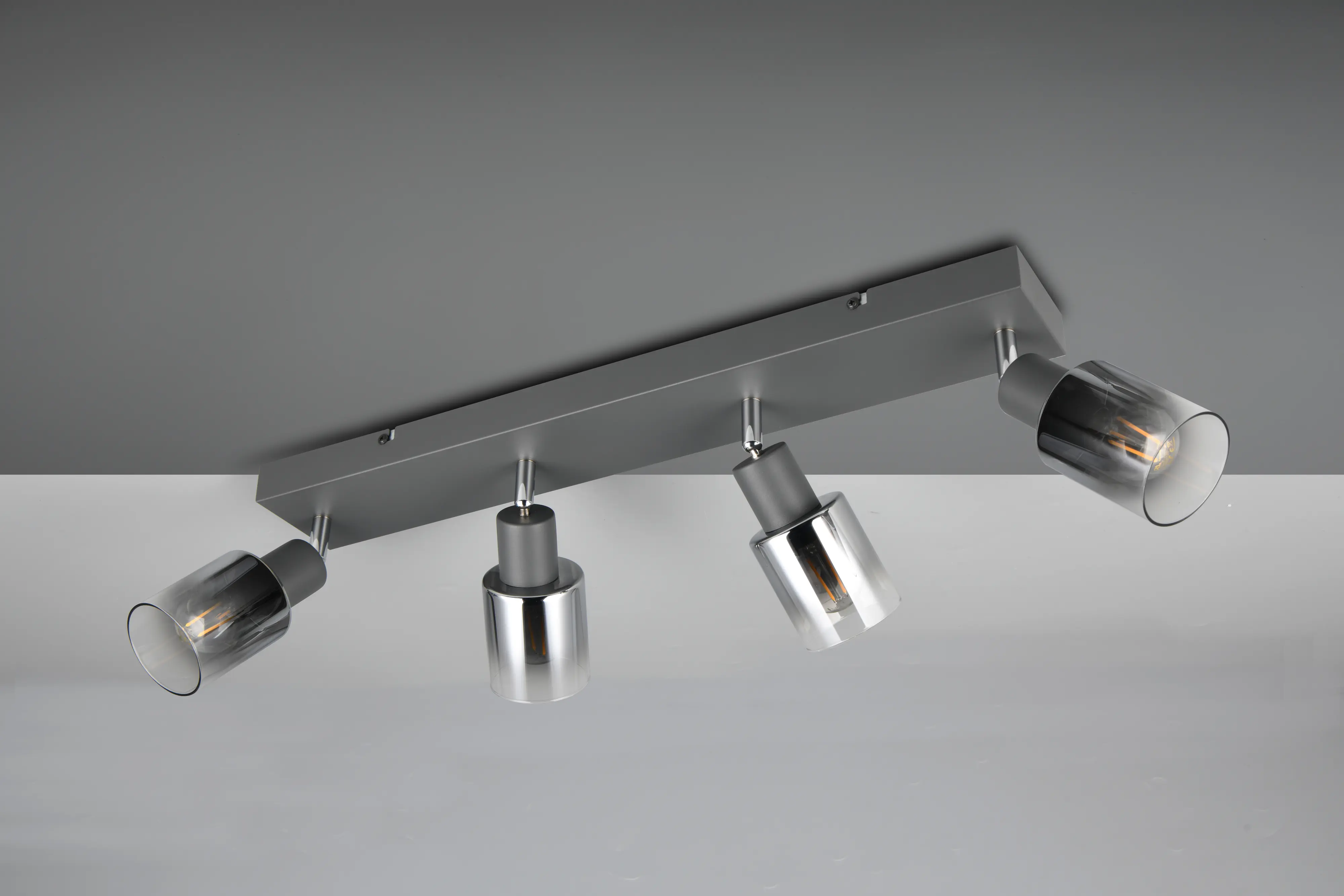 Reality Deckenstrahler 4er Spot Cadiz E14  schwarz Metall Glas Reality Deckenstrahler 4er Spot Cadiz E14  schwarz Metall Glas