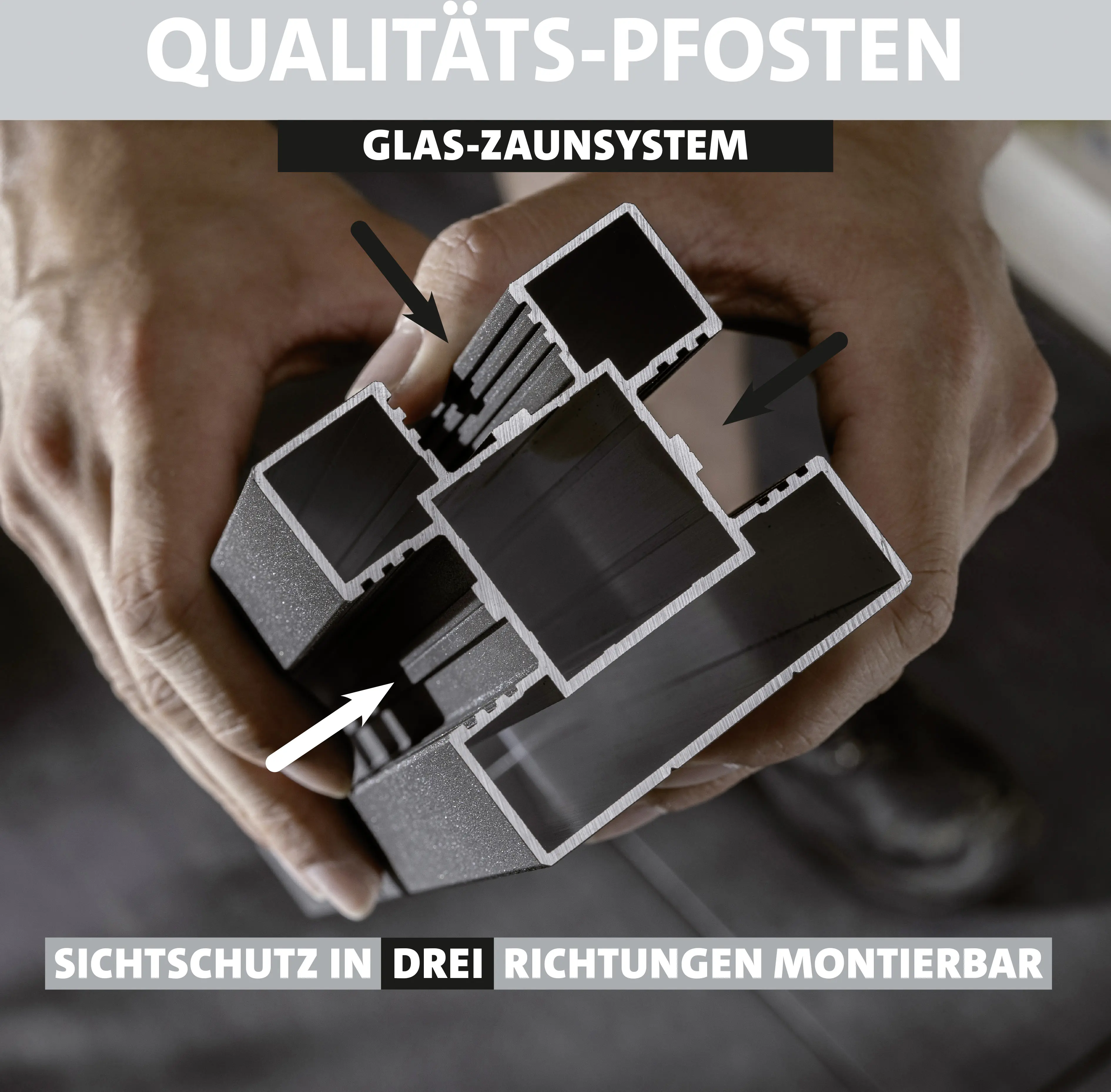 Ambiente Glaszaun Erweiterungsset Klarglas 187 x 55,7 cm mit Motivdruck anthrazit