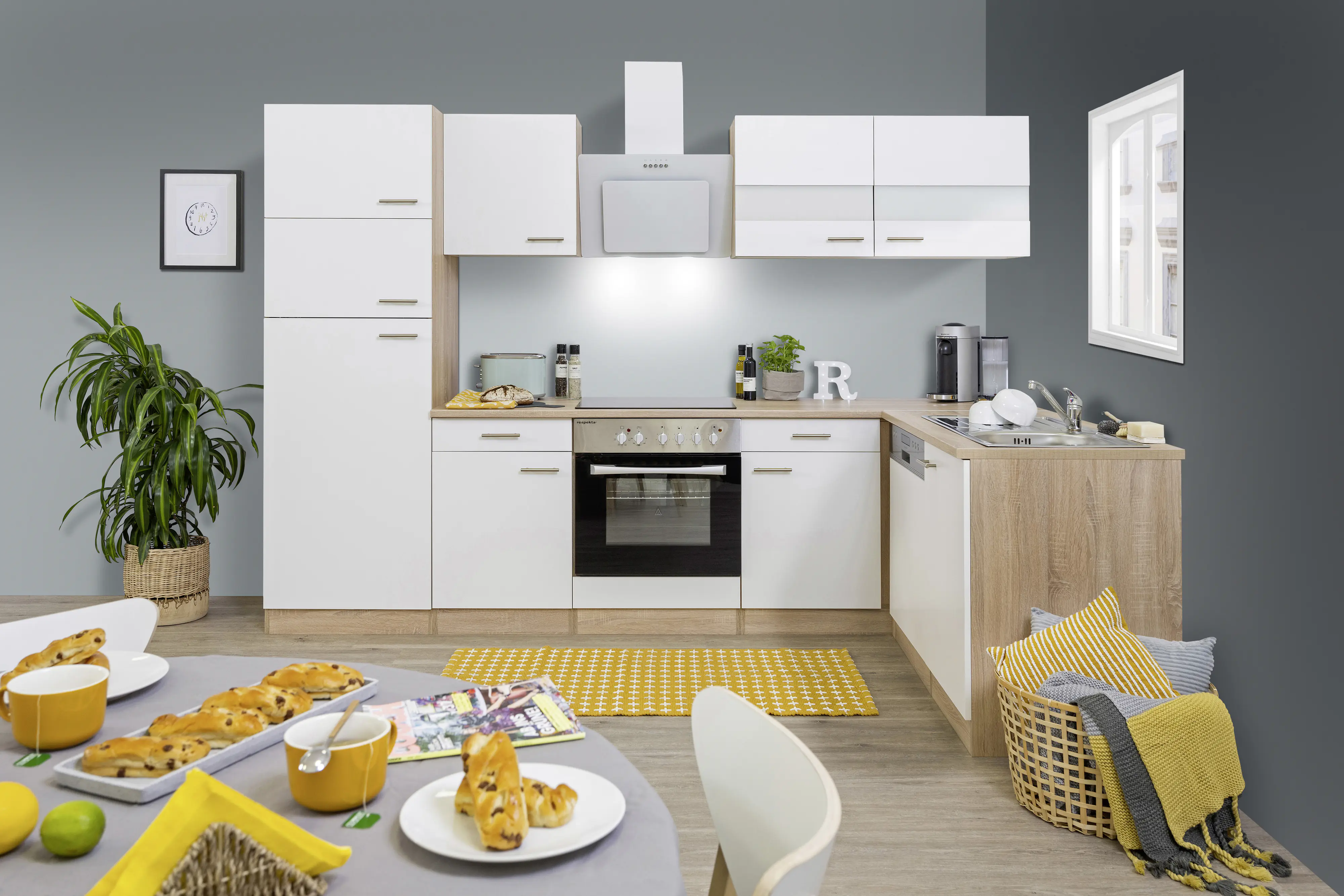 Respekta Economy L-Küchenzeile 280 x 172 cm weiß KBL280ESWSC