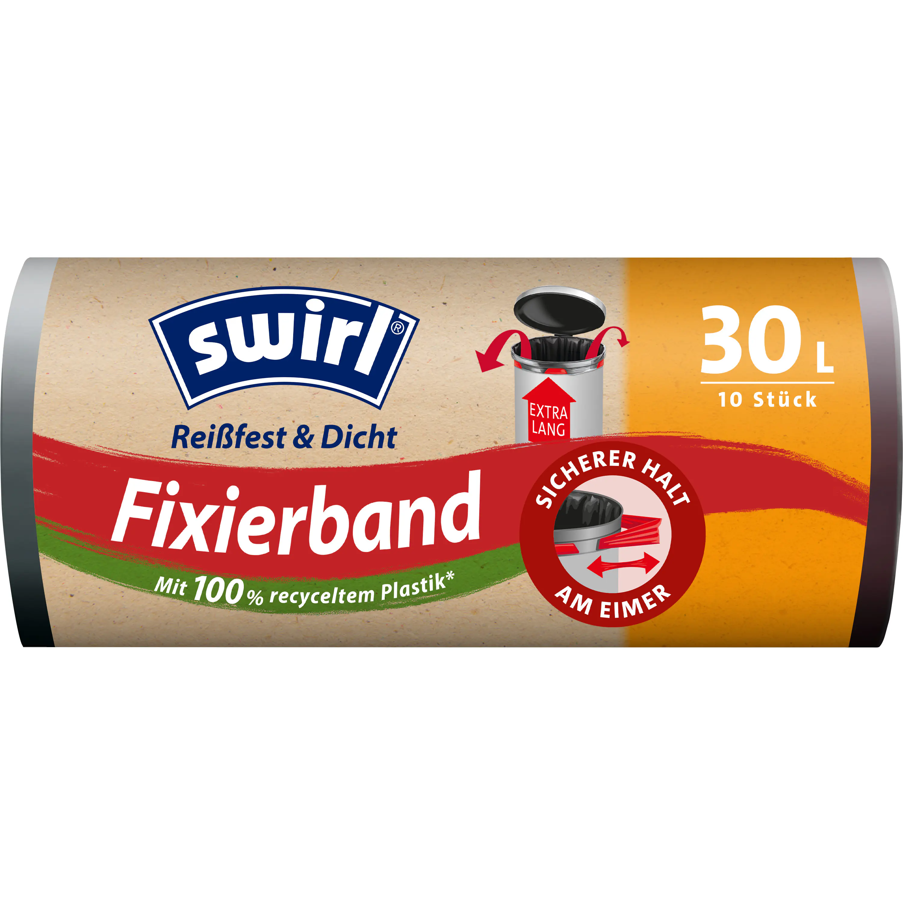 Swirl® Fixierband-Müllbeutel XL 30 L Reißfest & Dicht