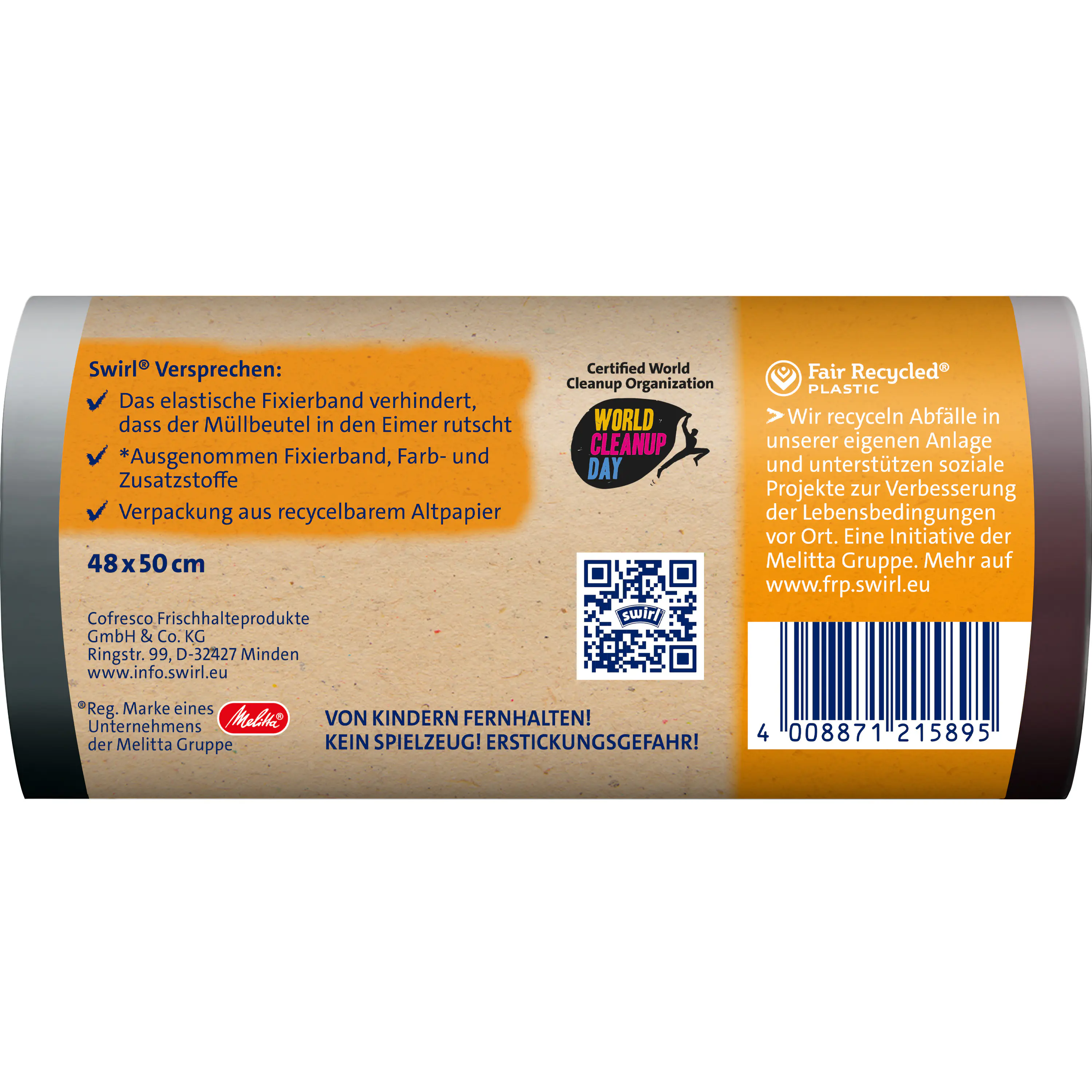 Swirl® 20 l Fixierband-Müllbeutel Reißfest & Dicht