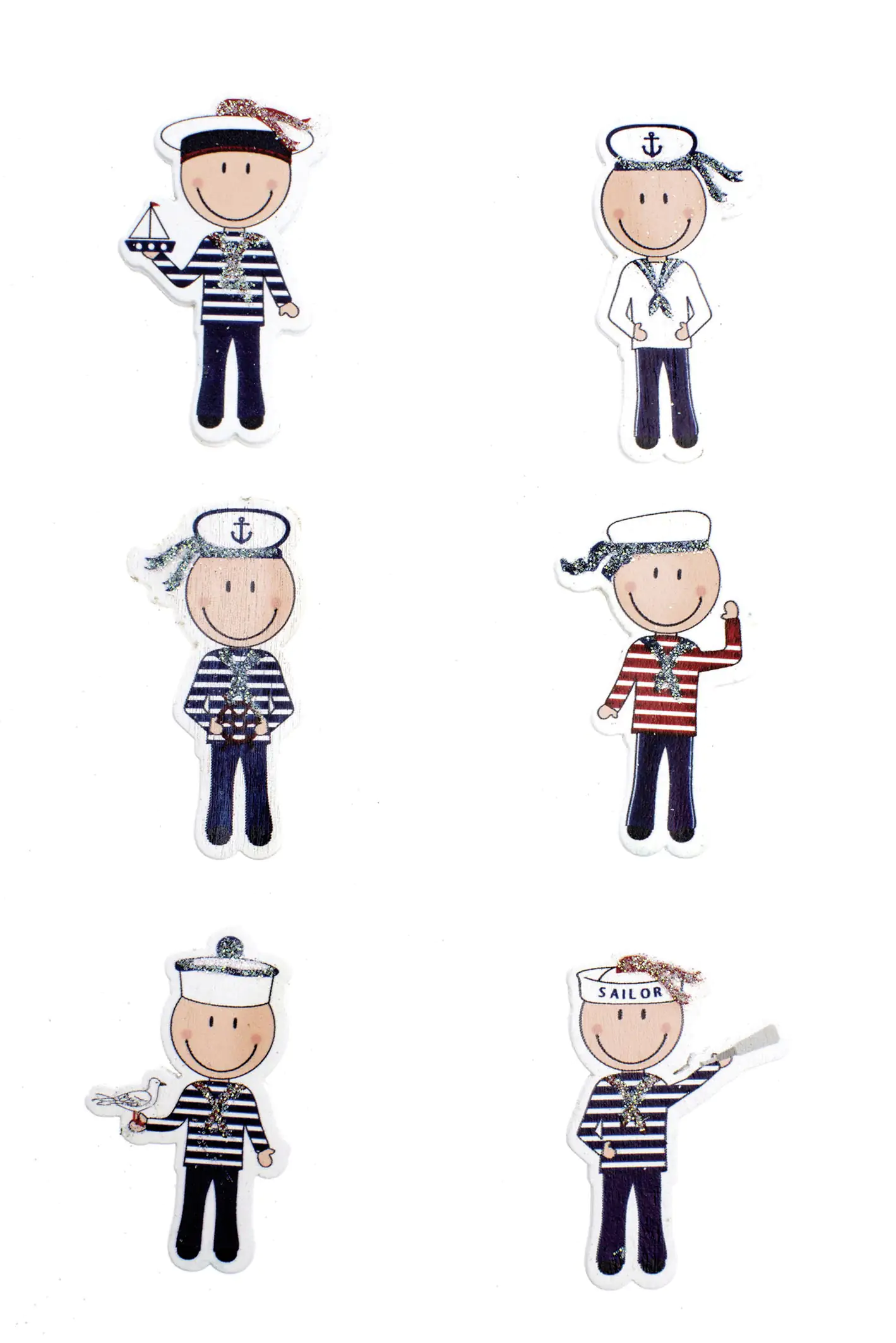 Glorex Holzsticker Maritim Matrosen 6 Stück