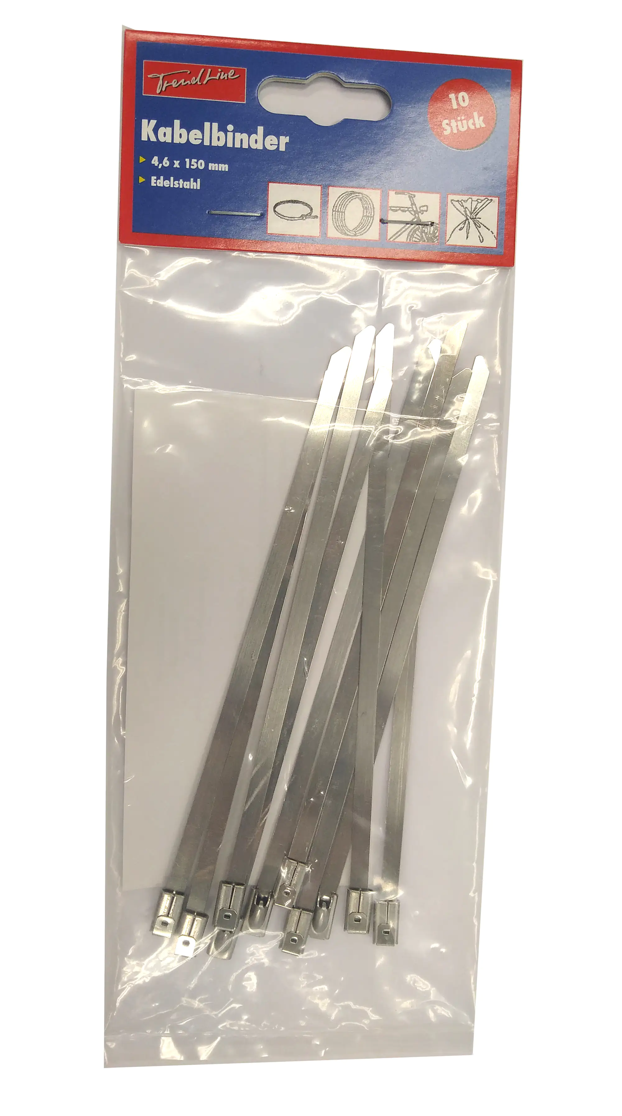 4333692053839 TrendLine Kabelbinder 4,6 x 150 mm, 10 Stück, Edelstahl