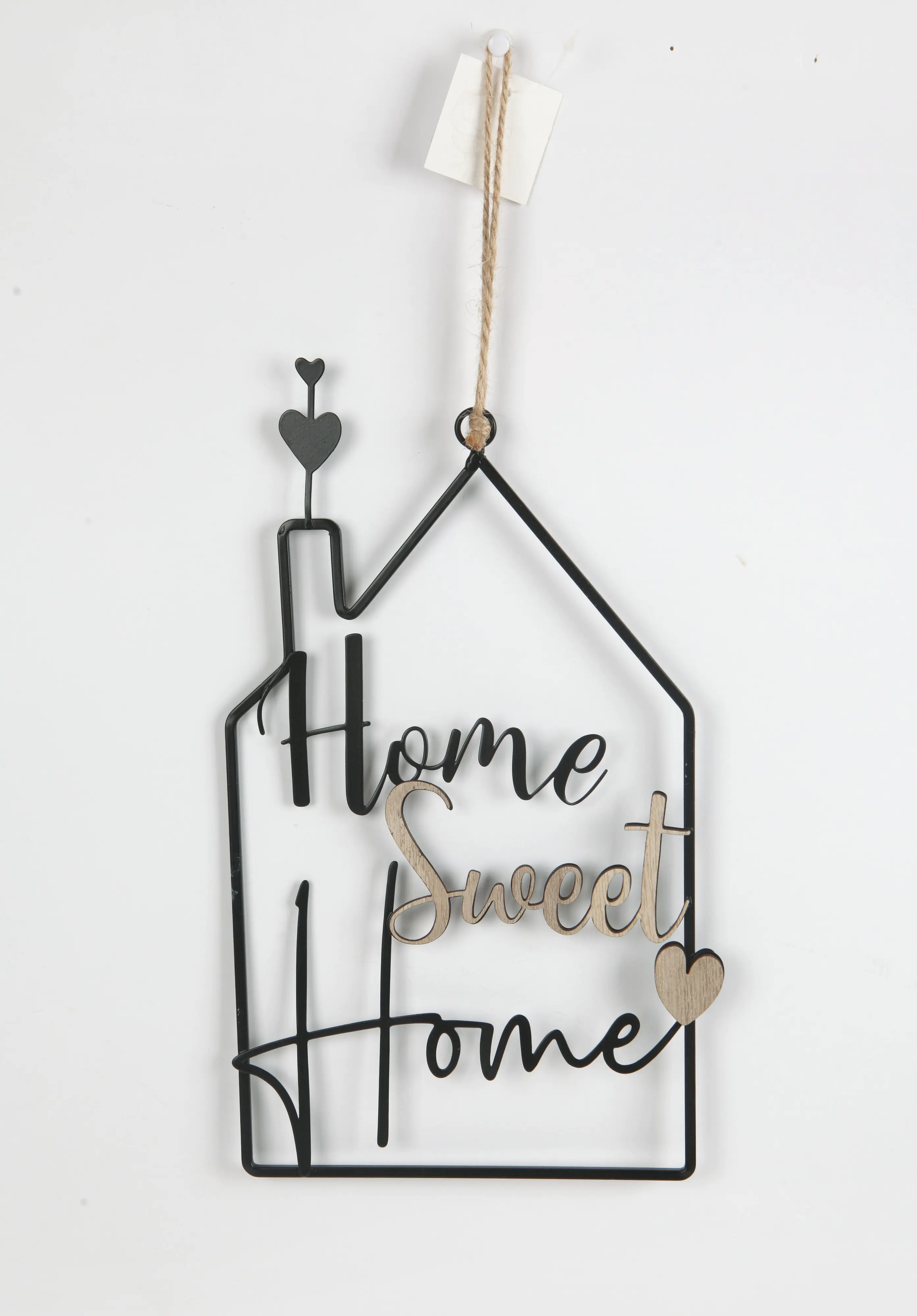 TrendLine Aufhänger Metall mit Niete Sweet Home 31 cm schwarz