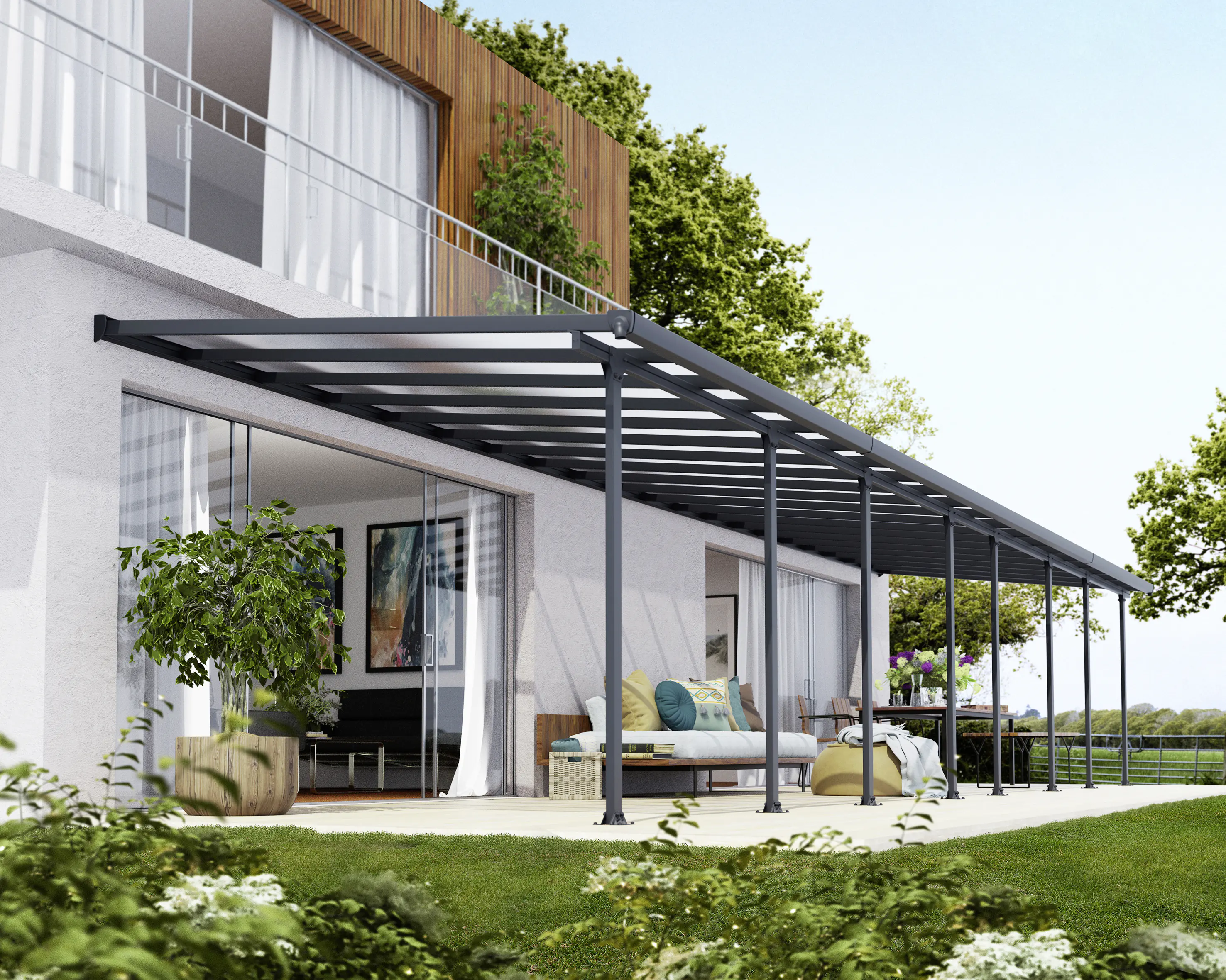 Canopia Terrassendach 1092 x 300 cm grau