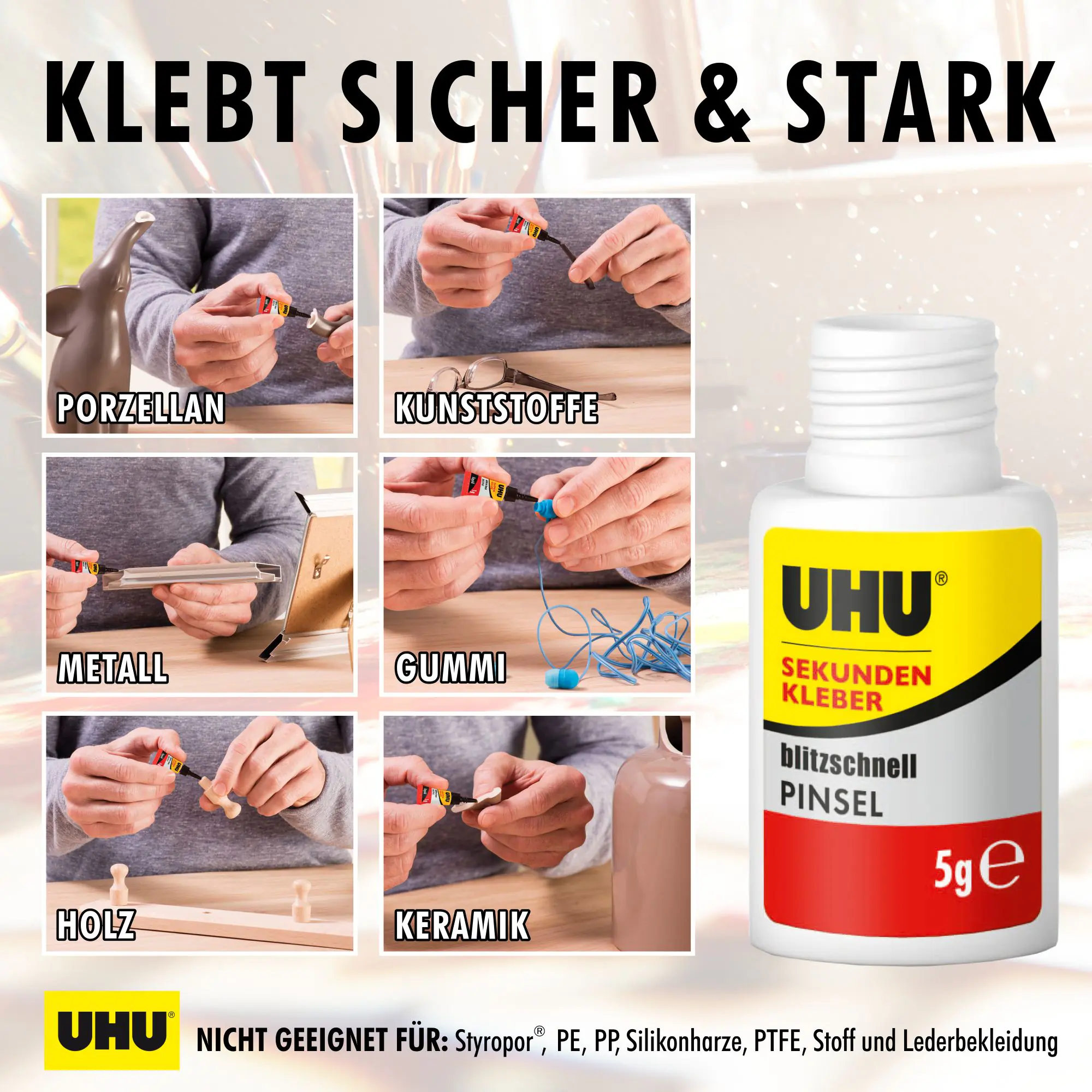 UHU Sekundenkleber blitzschnell Pinsel flüssig 5 g