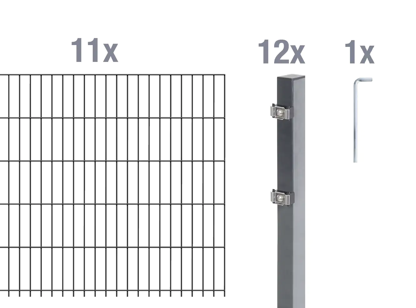 Alberts Doppelstabmatten-Grundset 22 m 200 x 120 cm 6/5/6 anthrazit