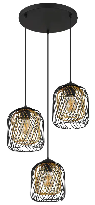 Globo Hängeleuchte Dichti Ø 39,4 x 150 cm schwarz matt