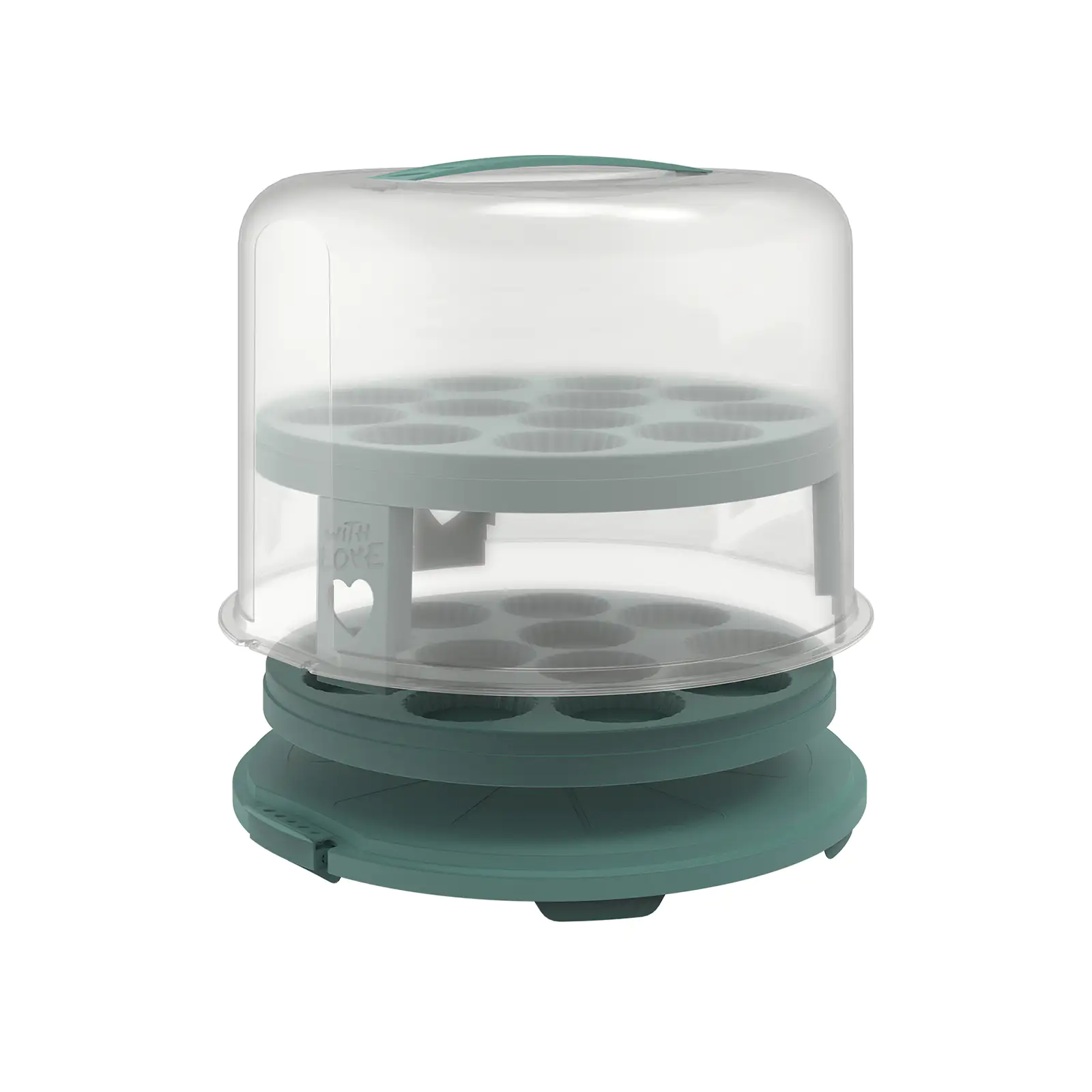 Rotho Tortenglocke Fresh XL mit Trays 26 cm inkl. zwei Einsätzen grün