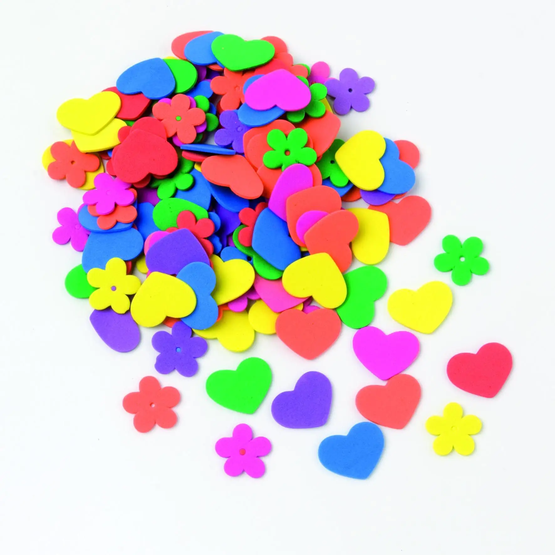 7610877421216 Glorex Moosgummi Set Blumen / Herzen 140 Stück