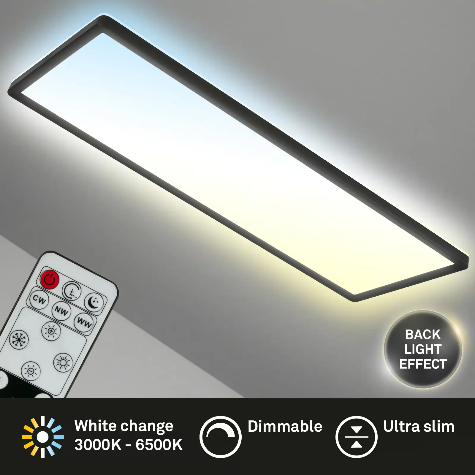Briloner LED Panel Slim 58 cm, schwarz, utraflach CCT