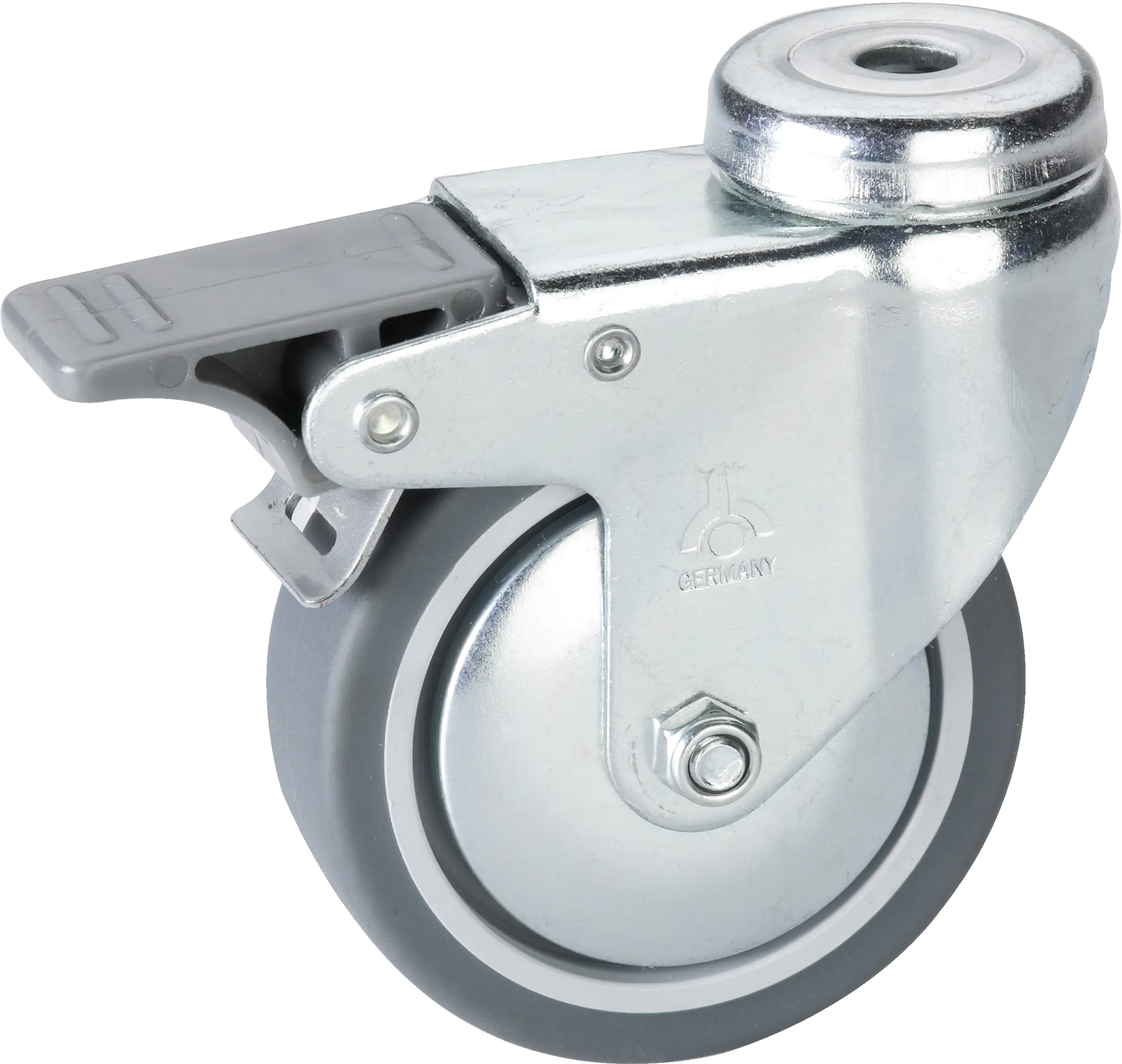 Lenkrolle mit Rückenloch und Totalfeststeller 75 x 25 mm, Tragkr. 50 kg