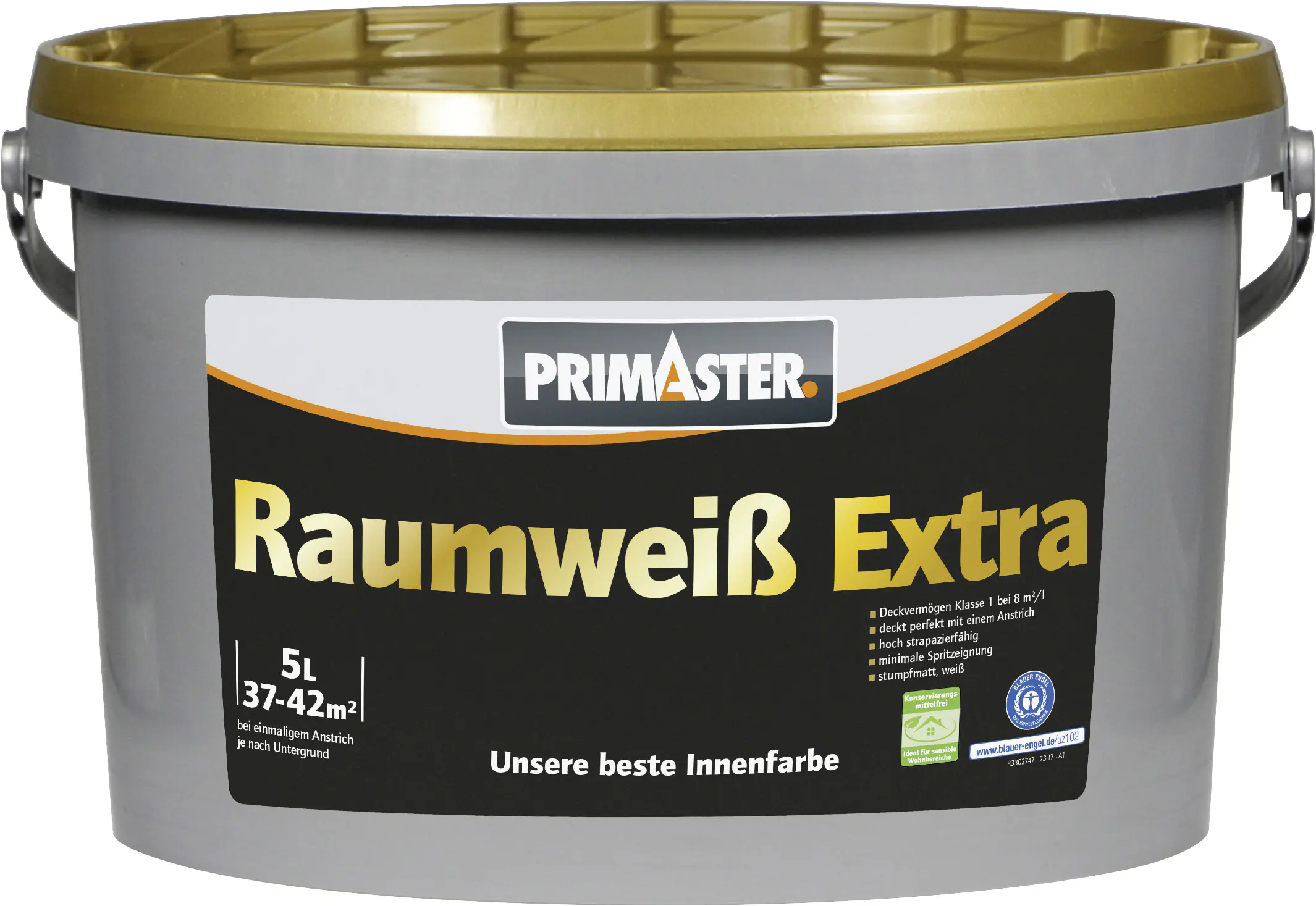 Primaster Raumweiß Extra Wandfarbe konservierungsmittelfrei 5 L weiß matt Primaster Raumweiß Extra Wandfarbe konservierungsmittelfrei 5 L weiß matt