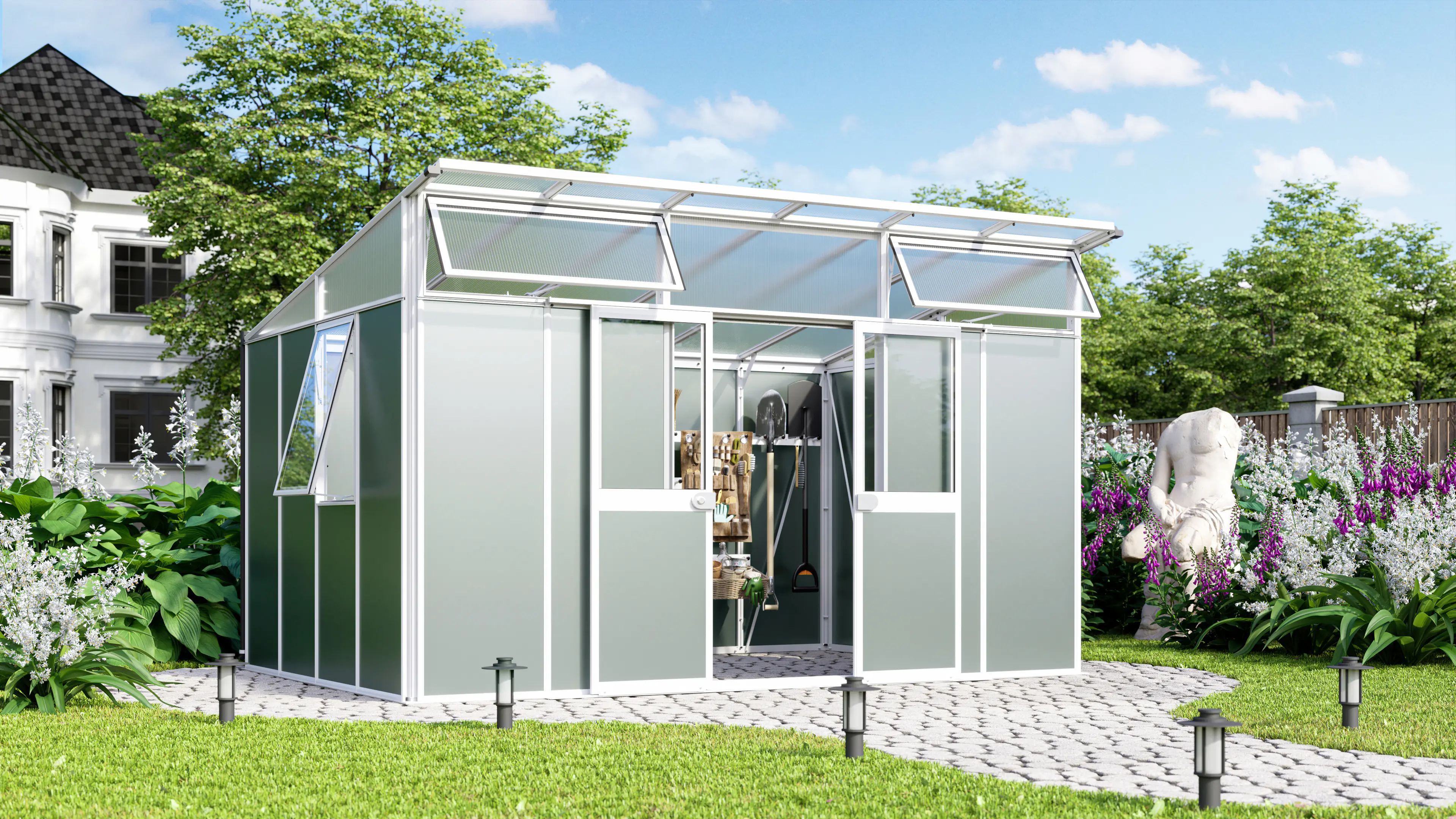 Vitavia Metallgerätehaus Kosmos 11500 salbei-grau 392 x 295 cm