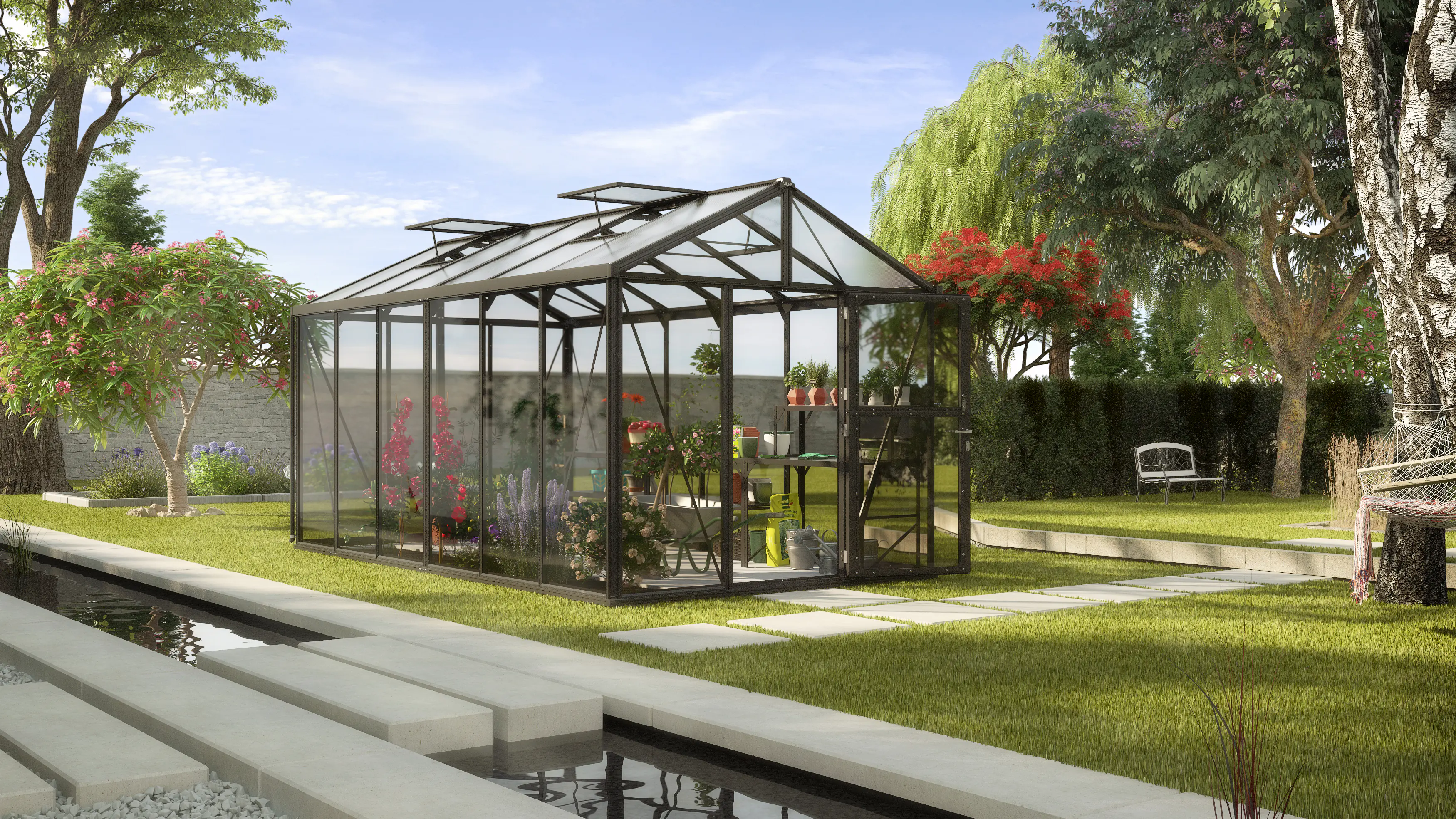 Vitavia Gewächshaus-Set Zeus 11900 ESG/HKP schwarz 266 x 473 cm 