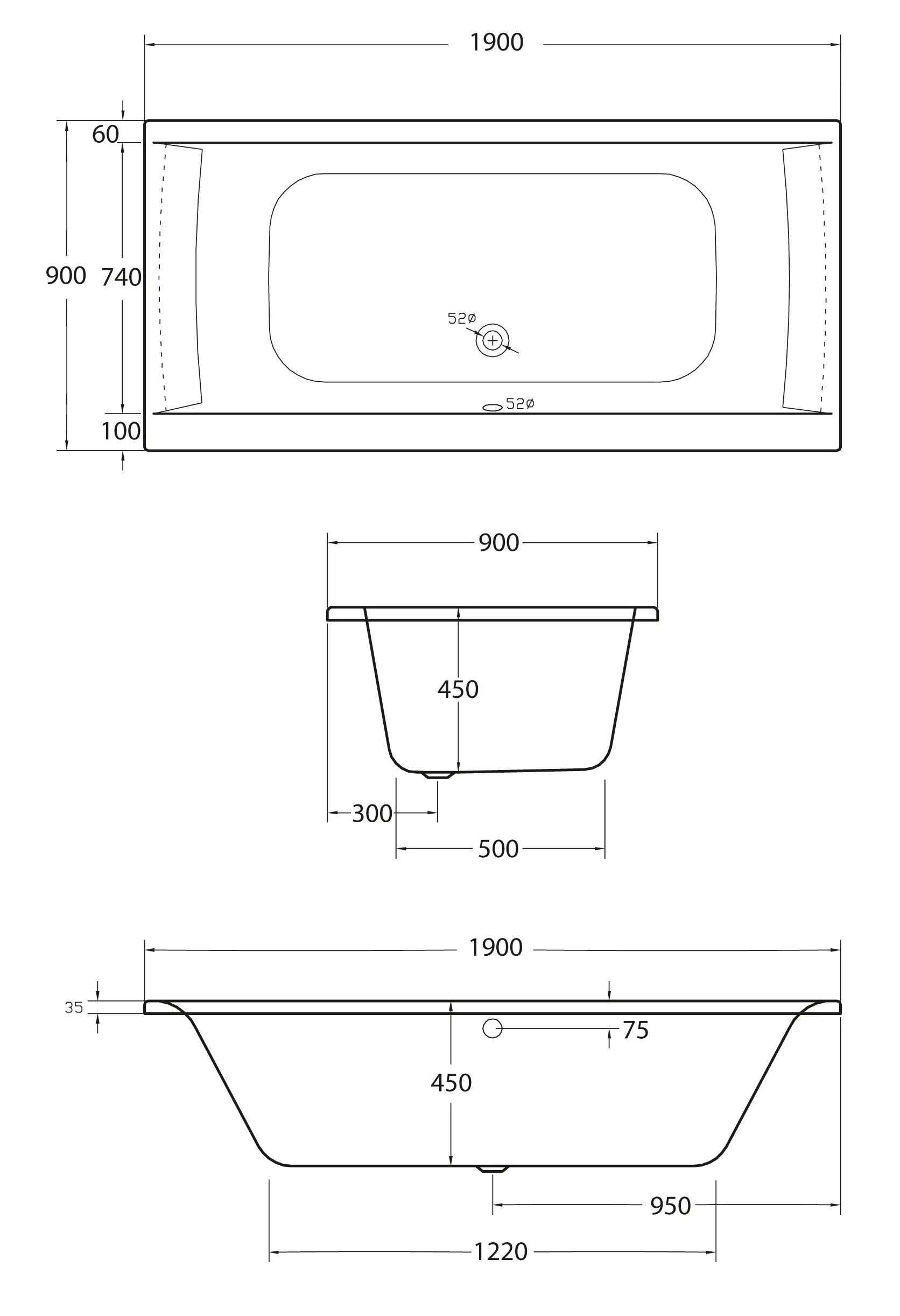 Ottofond Whirlpool-Badewannen-Komplettset Rosa 190 cm mit Armatur S2000