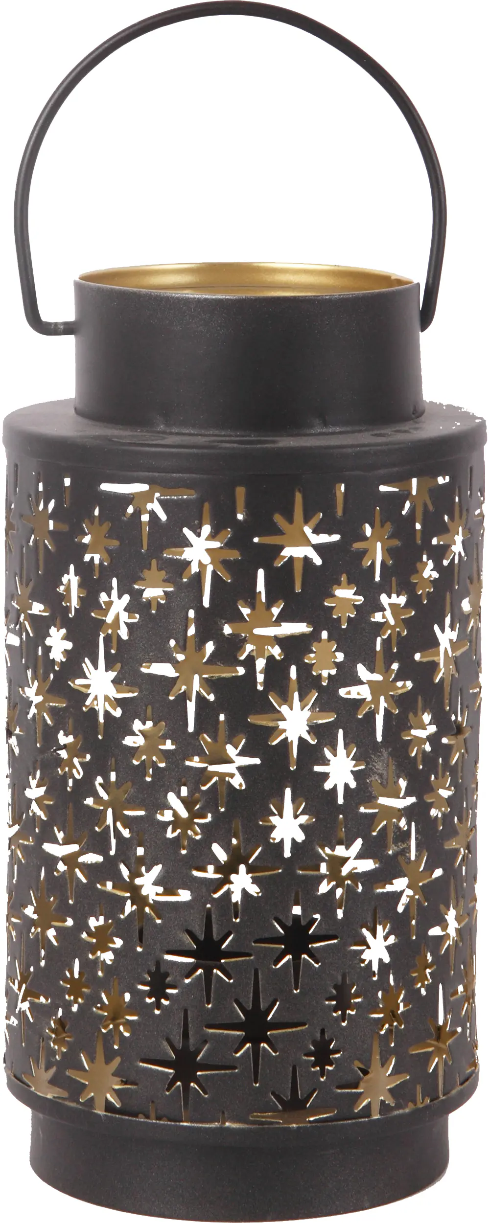 Windlicht Sterne Metall Ø 9 x 17 cm schwarz gold