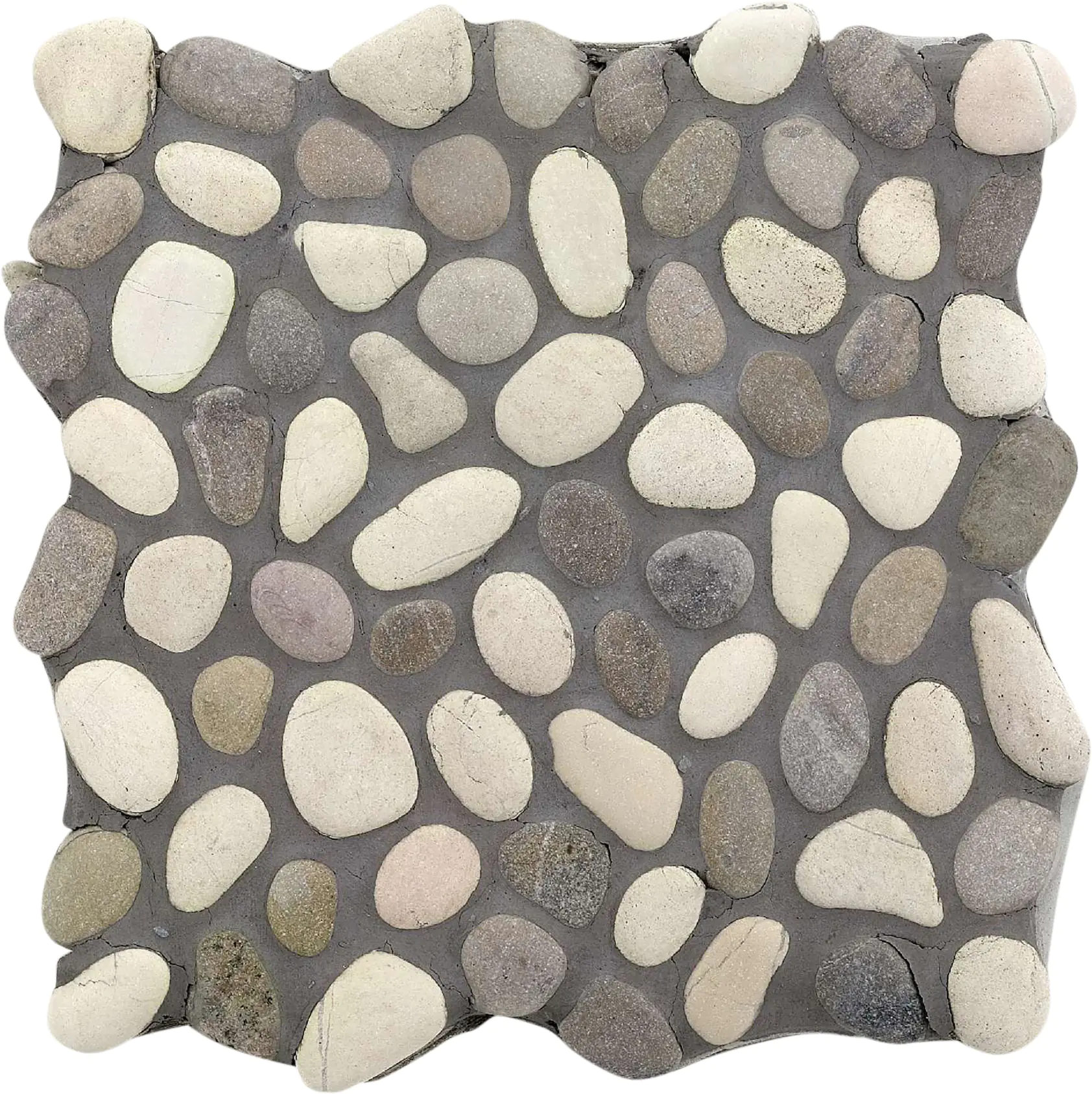 Mosaikfliese Flusskiesel 30 x 30 cm grau-weiß