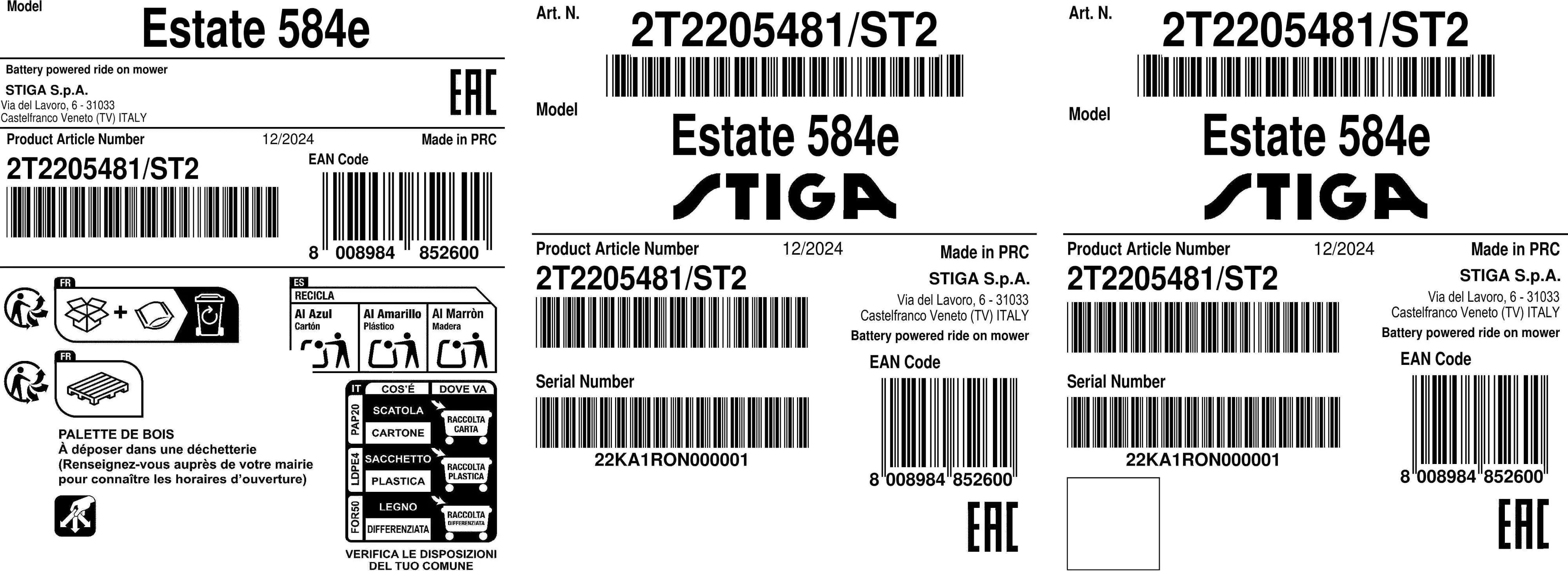Stiga Akku Rasentraktor Estate 584e, 48 V, 84 cm Schnittbreite