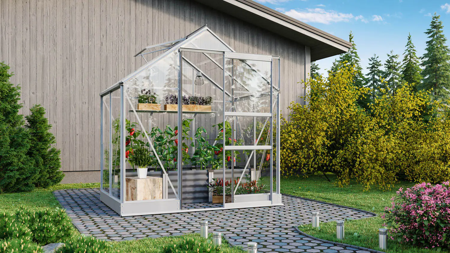 4005717194550 Vitavia Gewächshaus-Set Eris 2500 194 x 138 cm 3 mm Sicherheitsglas