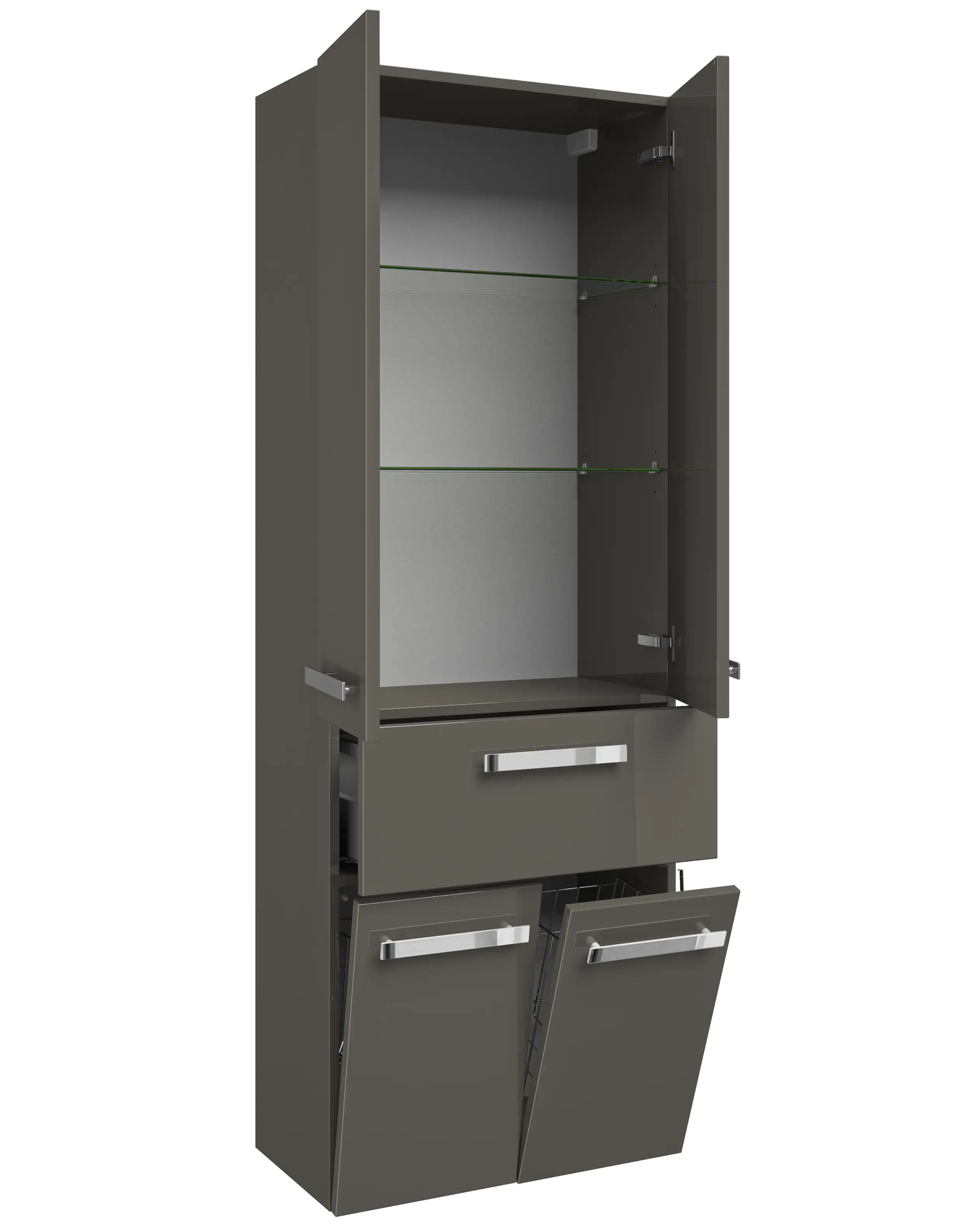 Pelipal Hochschrank Fokus 4005 Lack steingrau Hochglanz, Breite 60 cm