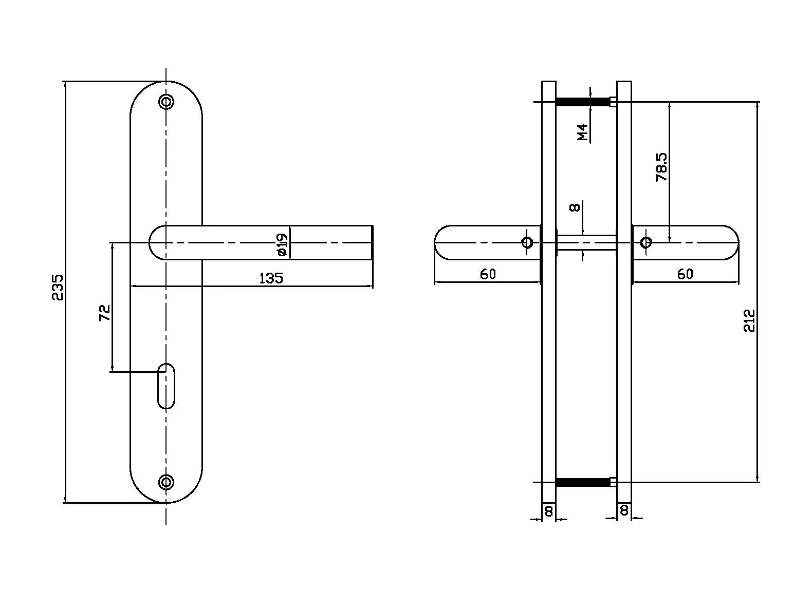2077631450182_01 TrendLine BB-Langschildgarnitur Edelstahl 23,5 x 4 cm abgerundet