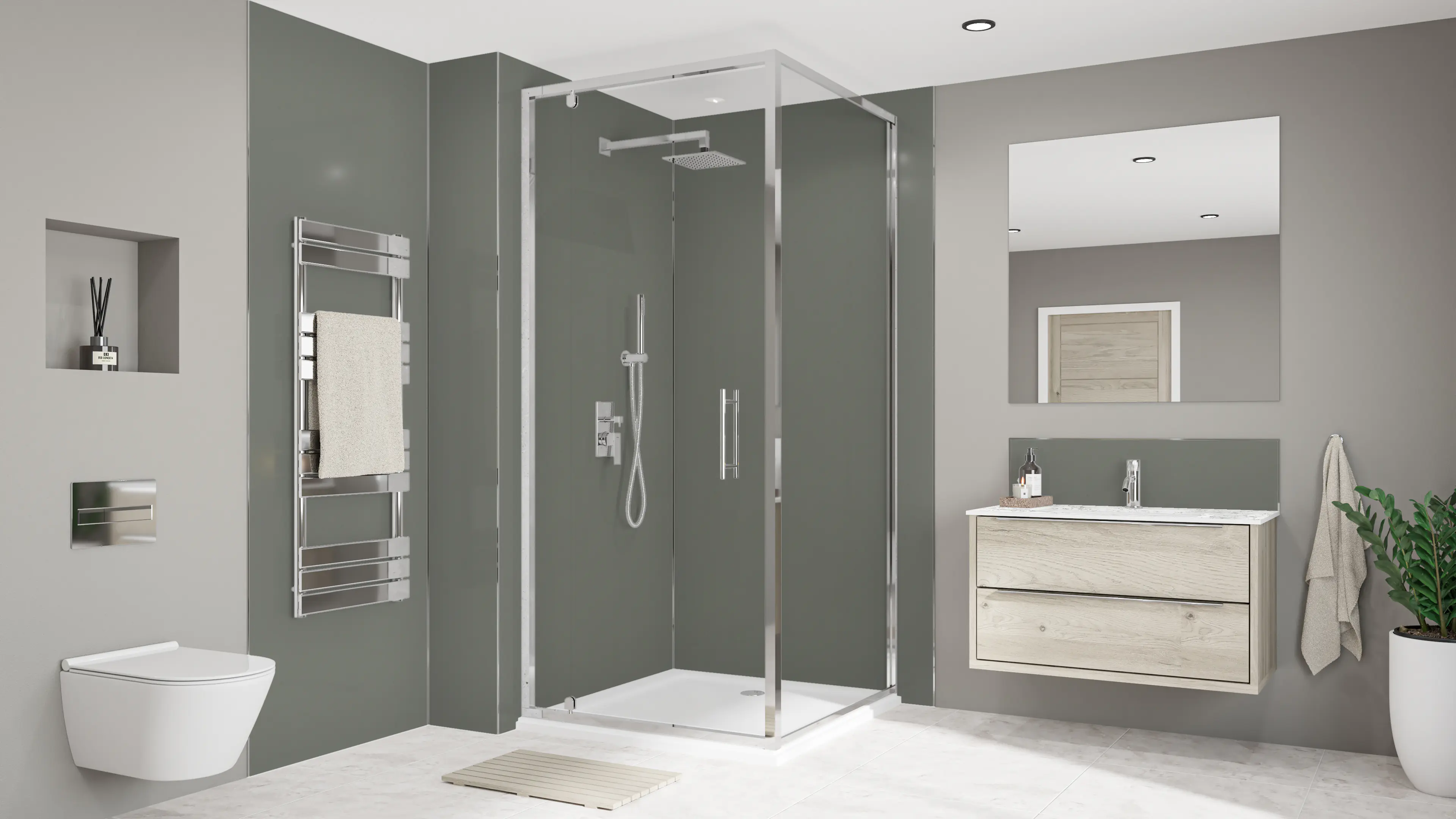 Wetwall Alloy Wandpaneel  Seafoam Green/Battleship Grey 90 x 244 cm