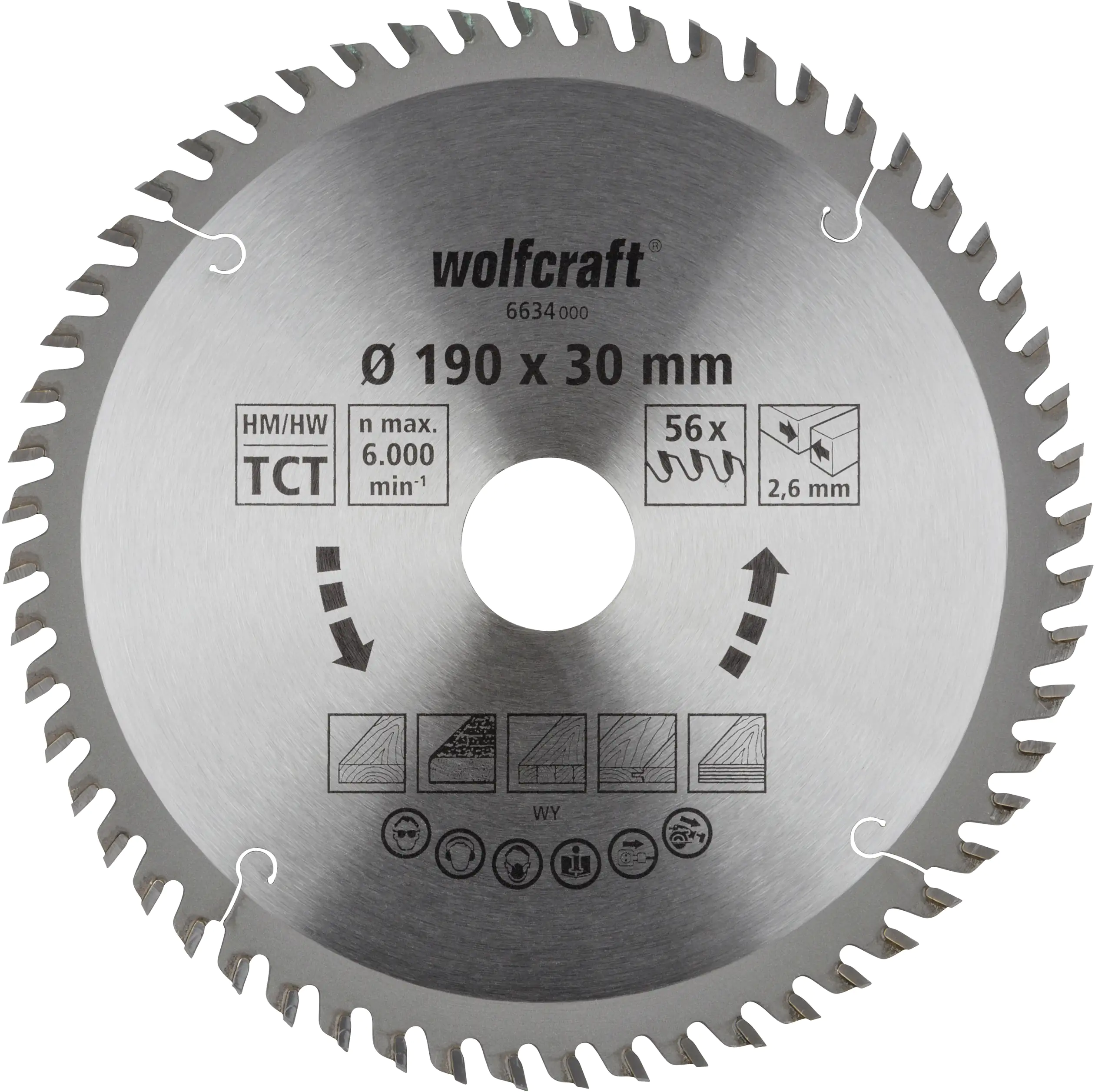 Wolfcraft Kreissägeblatt 190 x 30 mm 56 Zähne Hartmetall