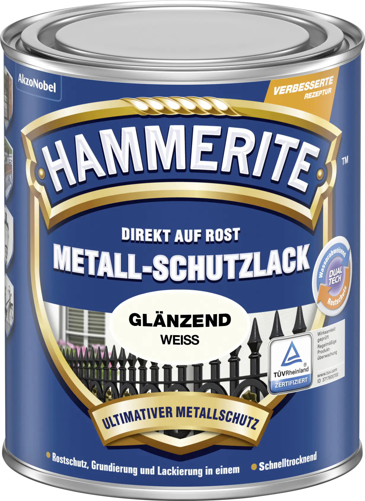Hammerite Metall-Schutzlack Hammerschlag 250 ml weiß glänzend