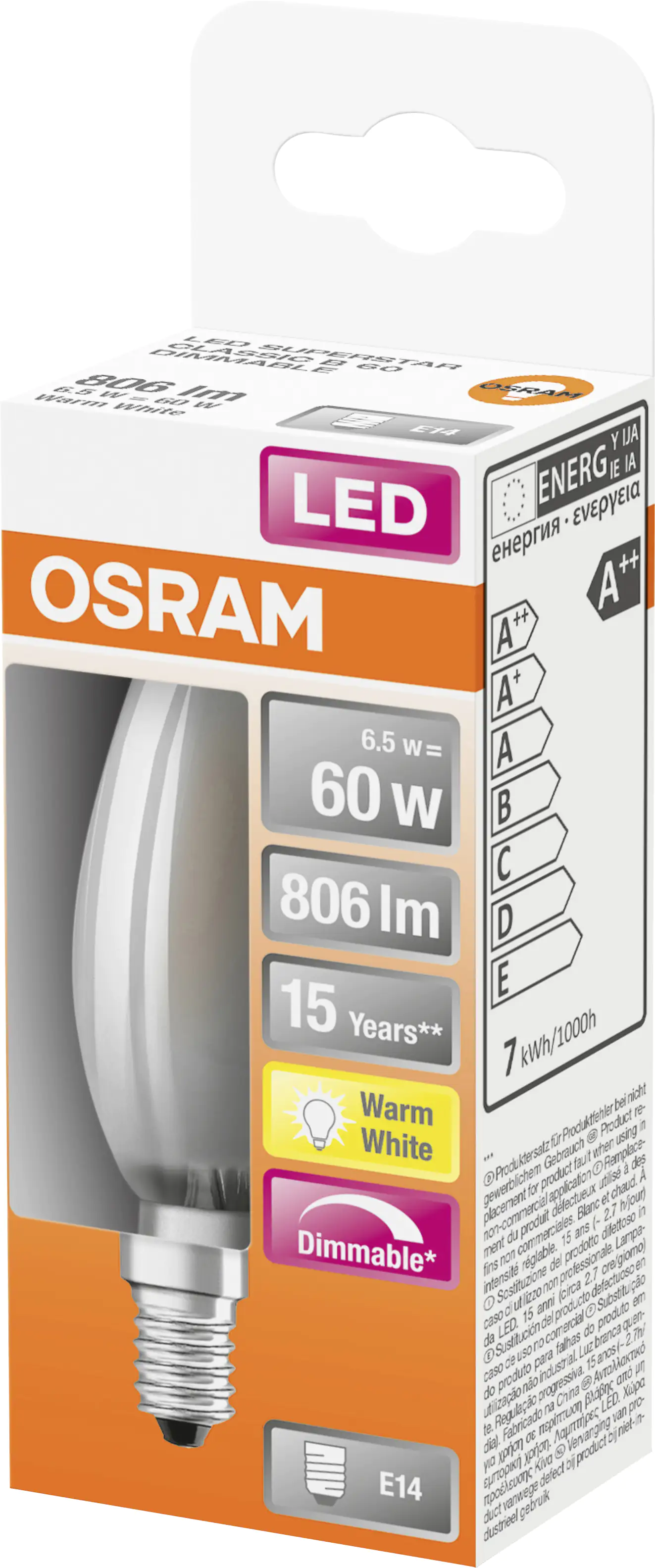 Osram LED Leuchtmittel Super Star Classic B60 E14 6,5 W dimmbar matt Osram LED Leuchtmittel Super Star Classic B60 E14 6,5 W dimmbar matt