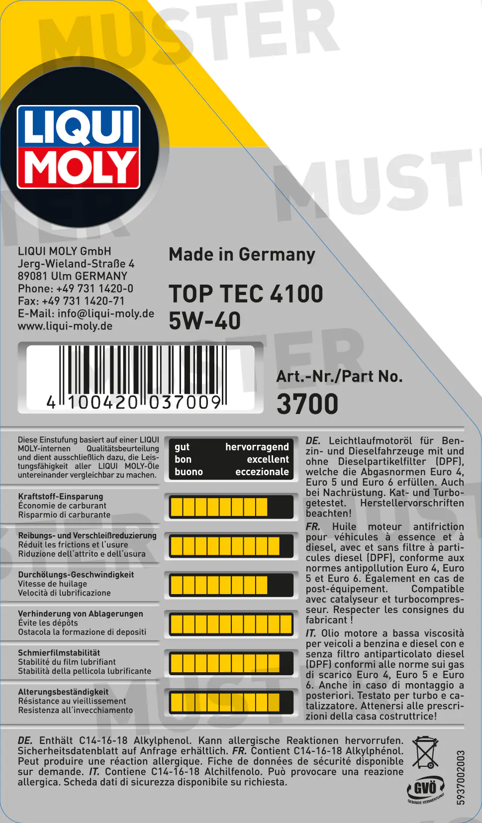 Liqui Moly Motoröl Top Tec 4100 SAE 5W-40 1 L Liqui Moly Motoröl Top Tec 4100 SAE 5W-40 1 L
