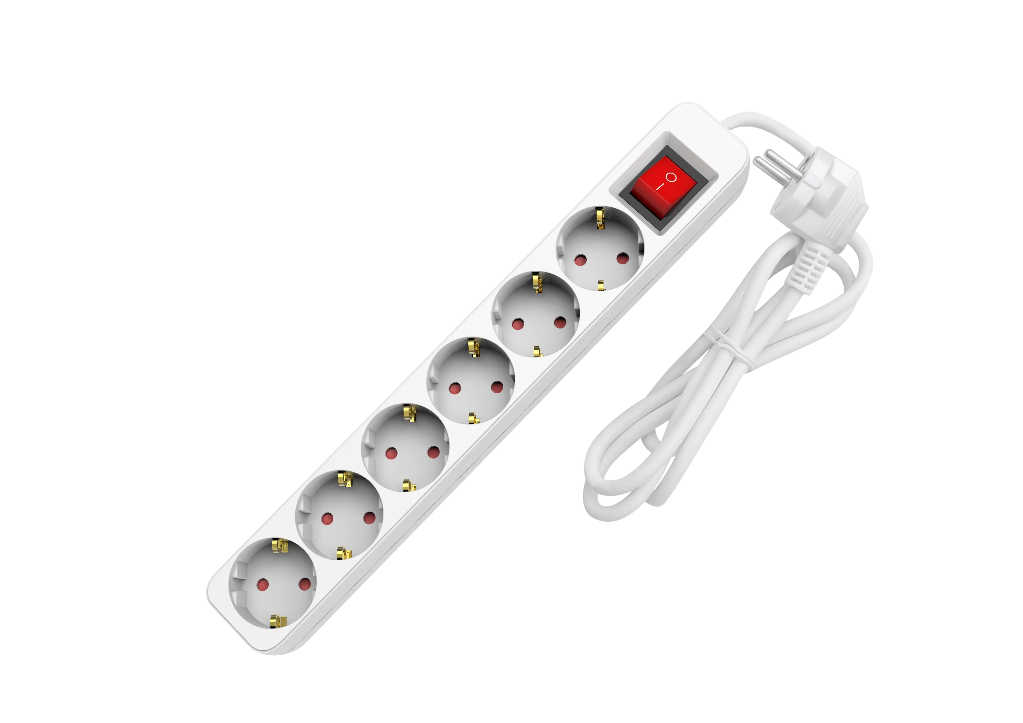 Sunlit Tischsteckdose 6-fach 1,4 Meter mit Schalter weiß