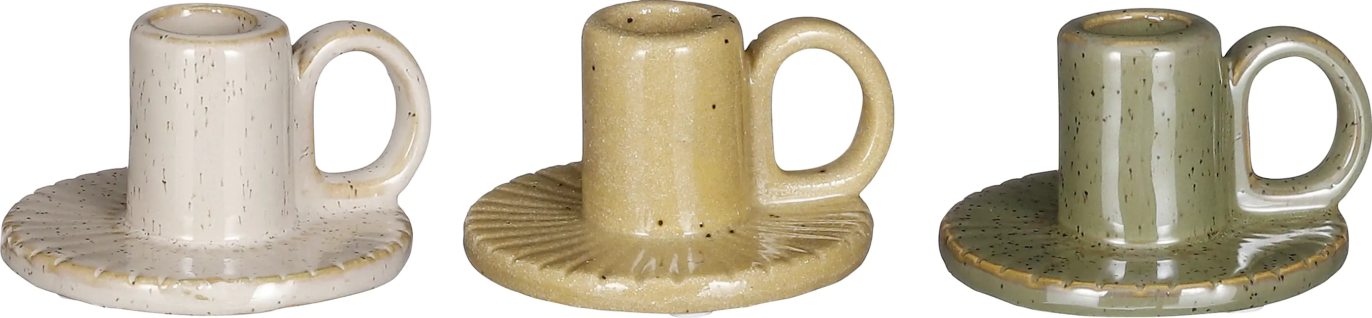 Mica Kerzenständer Graca creme, grün, ocker Keramik 5 x Ø 9 cm