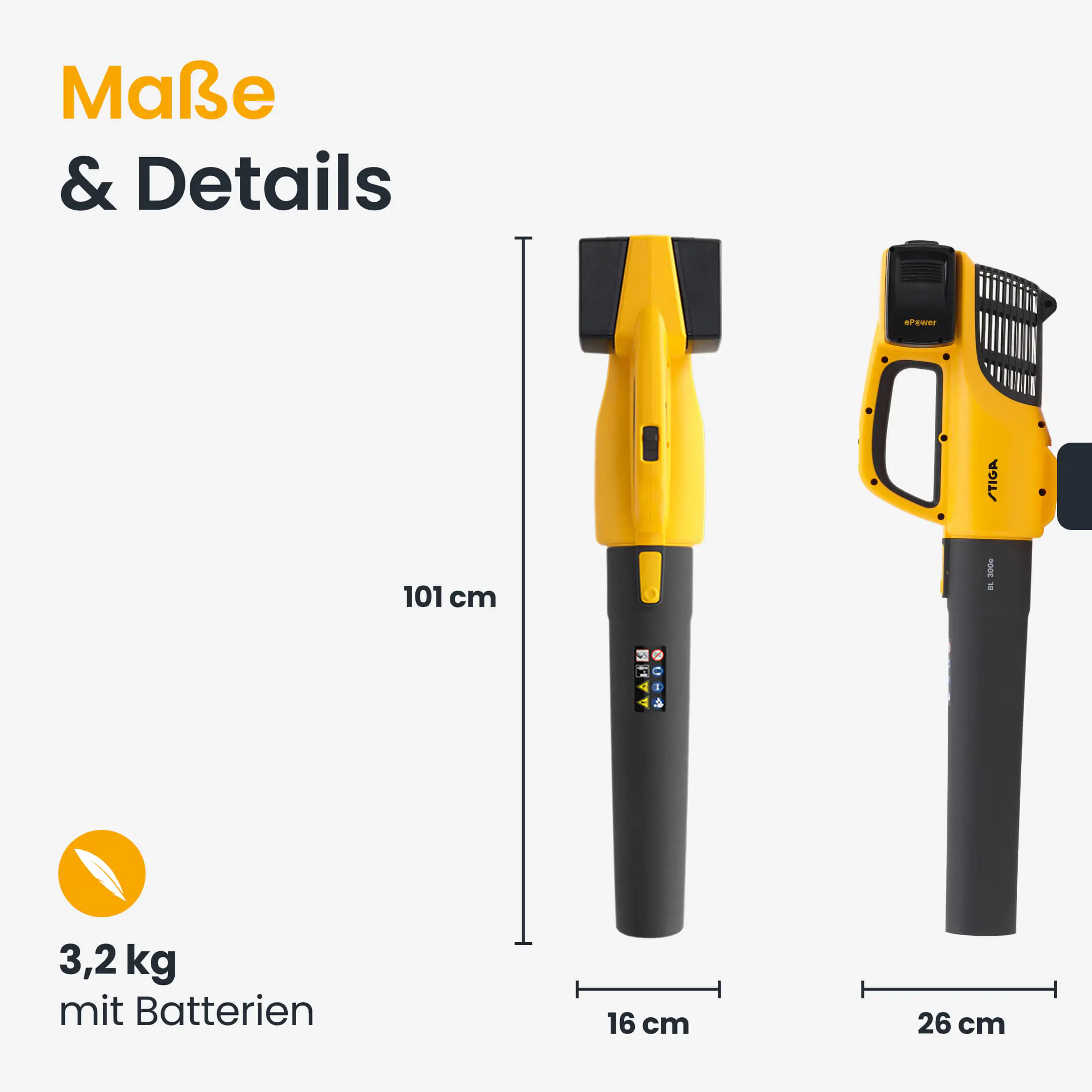 Stiga Akku-Laubbläser BL 300e Set inkl. Akkus und Ladegerät