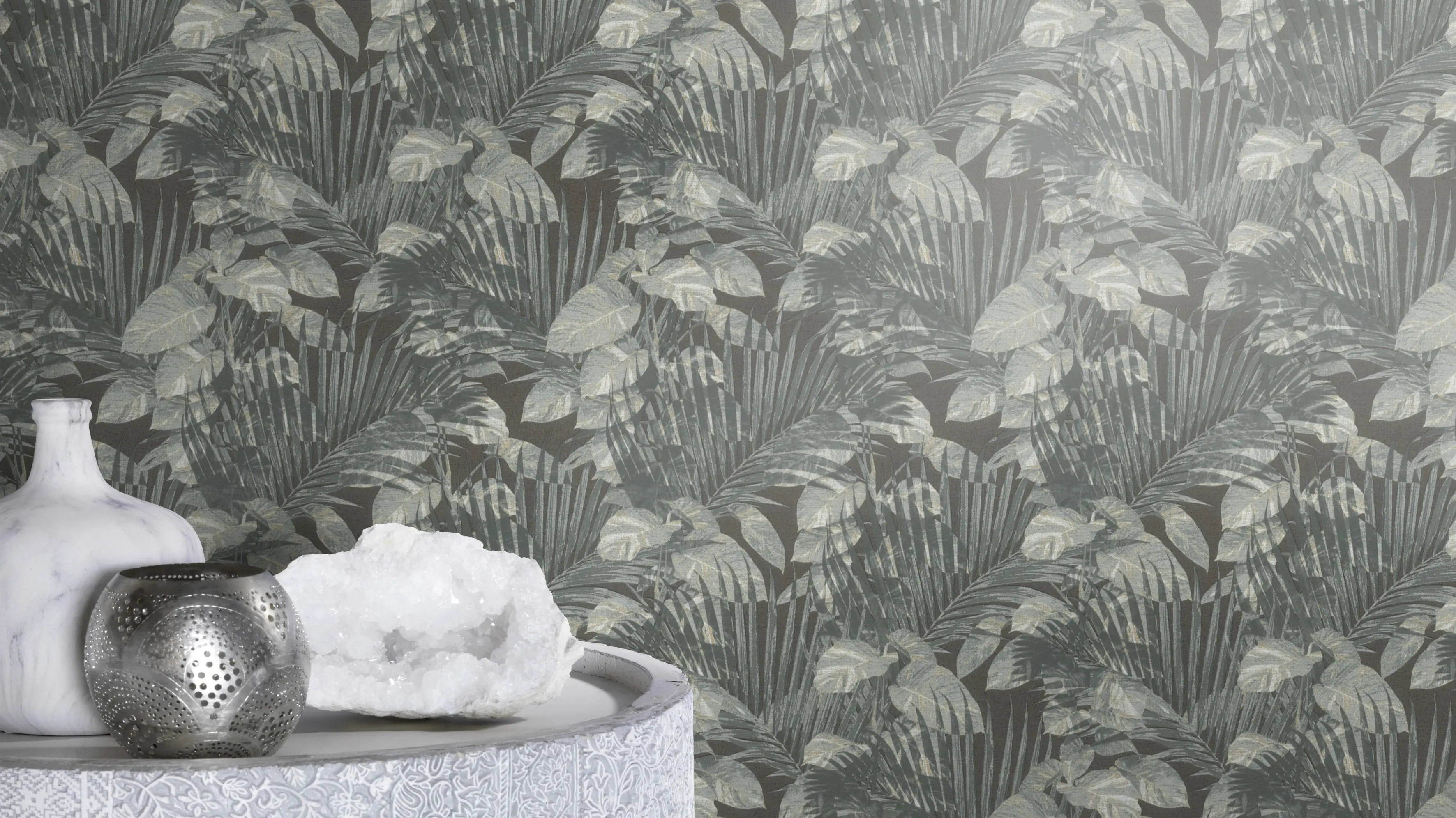 Schöner Wohnen Vliestapete Schattenblatt petrol blau 10,05 x 0,53 m