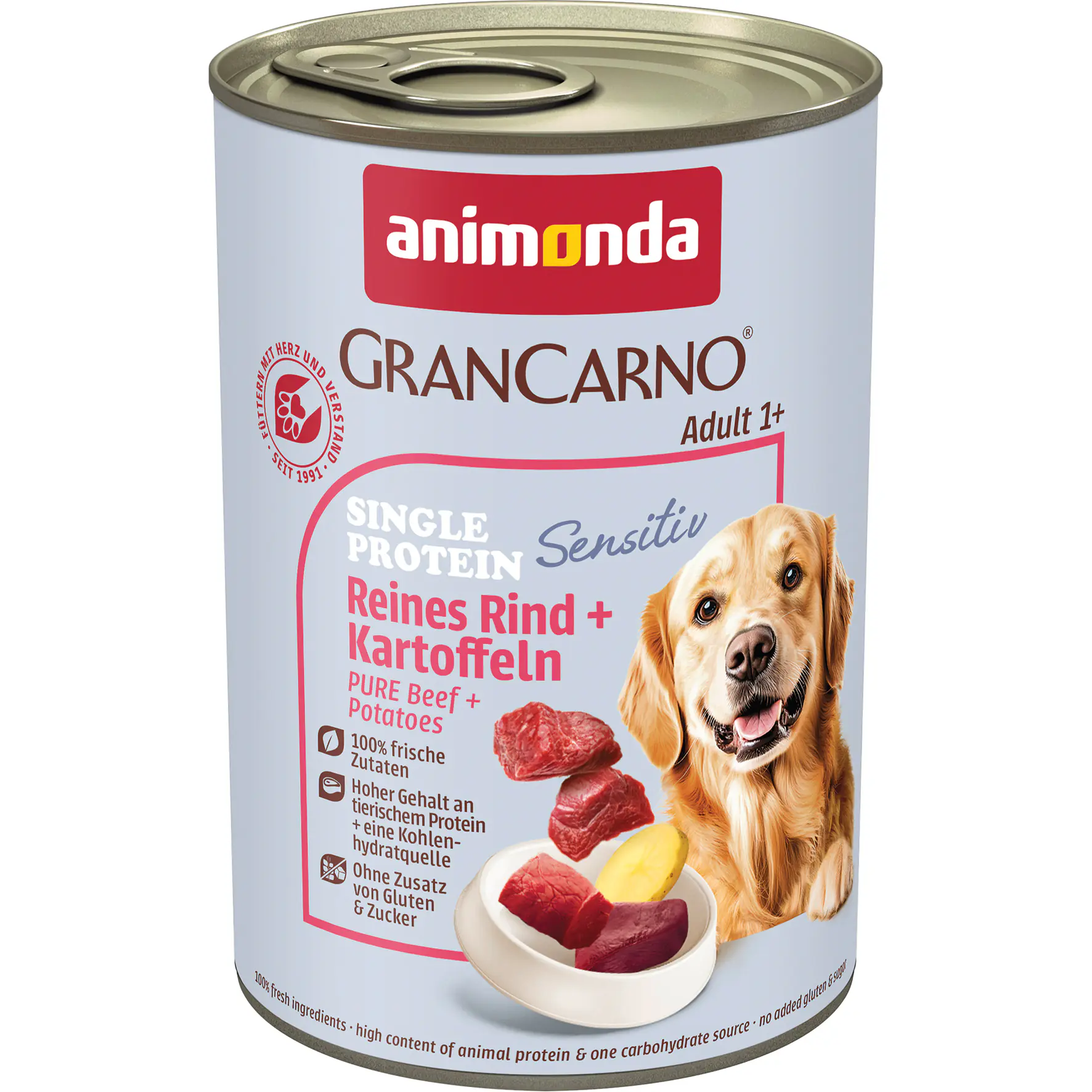 Animonda GranCarno Hundenassfutter Adult Sensitiv getreidefrei 400 g Rind & Kartoffeln