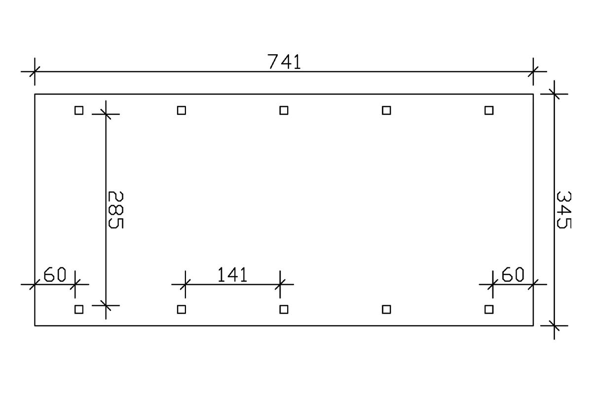 SKAN HOLZ Carport Spreewald 345 x 741 cm mit EPDM-Dach, rote Blende