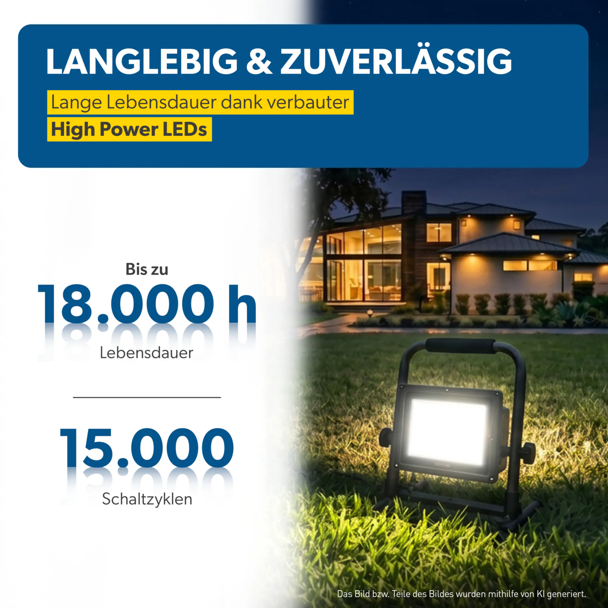 UniTec LED Baustrahler anthrazit tragbar 14 W 1700 lm