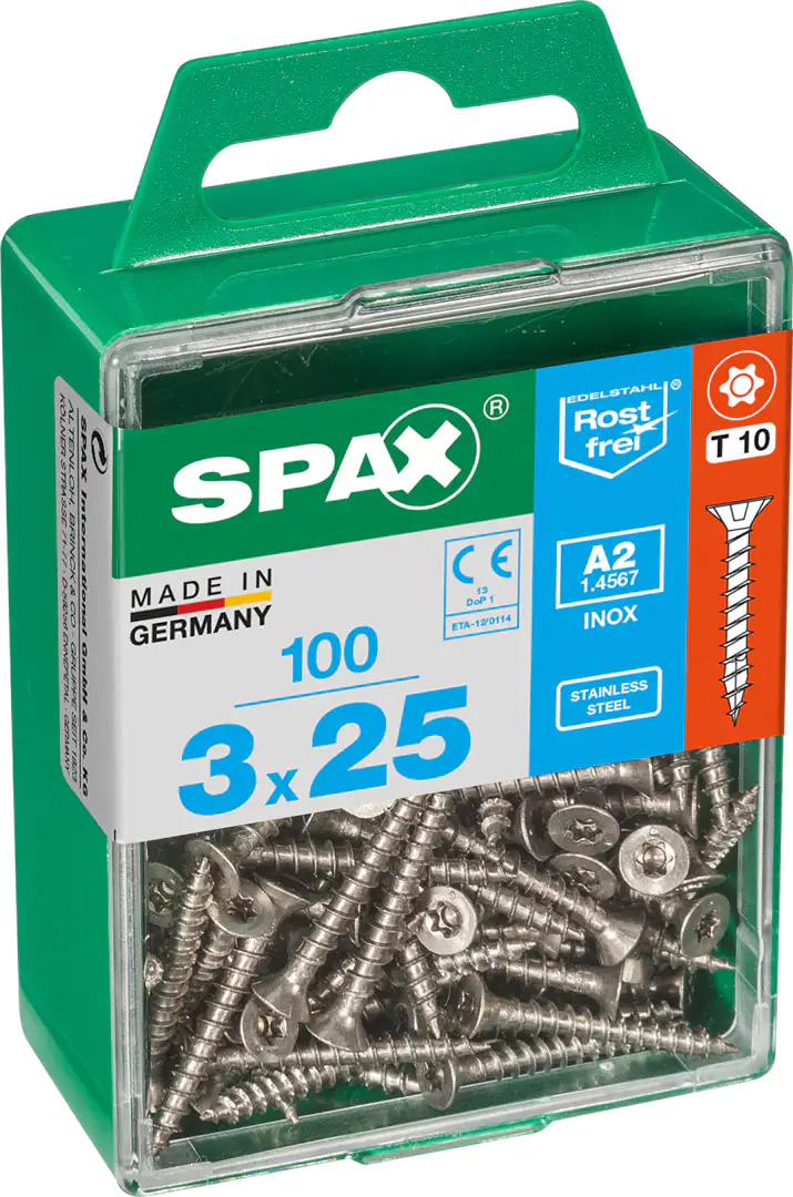 Spax Universalschrauben 3.0 x 25 mm TX 10 Senkkopf - 100 Stk.