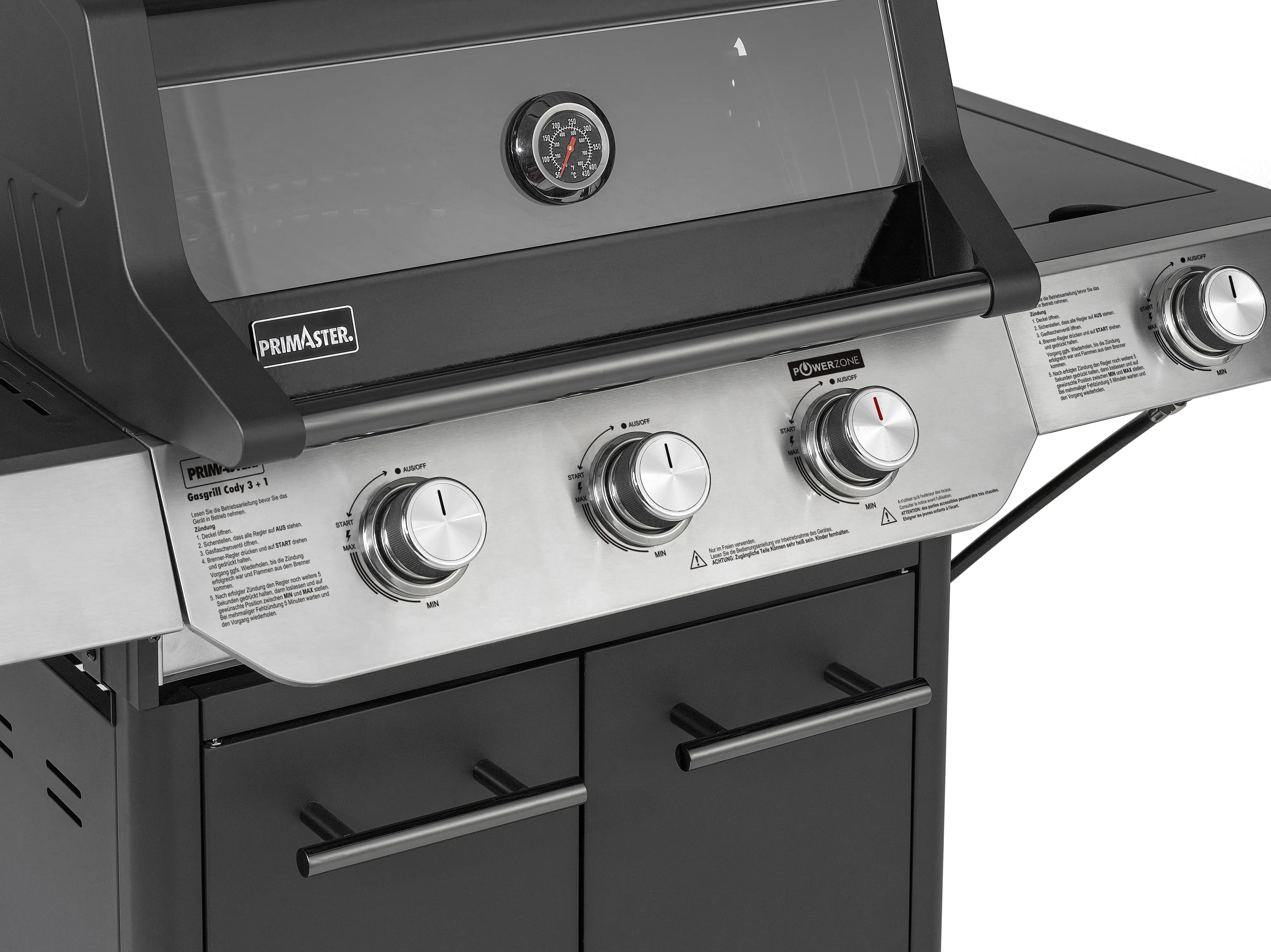 Primaster Gasgrill Cody Powerzone & Seitenbrenner Grillfläche: 63,5 x 48 cm 